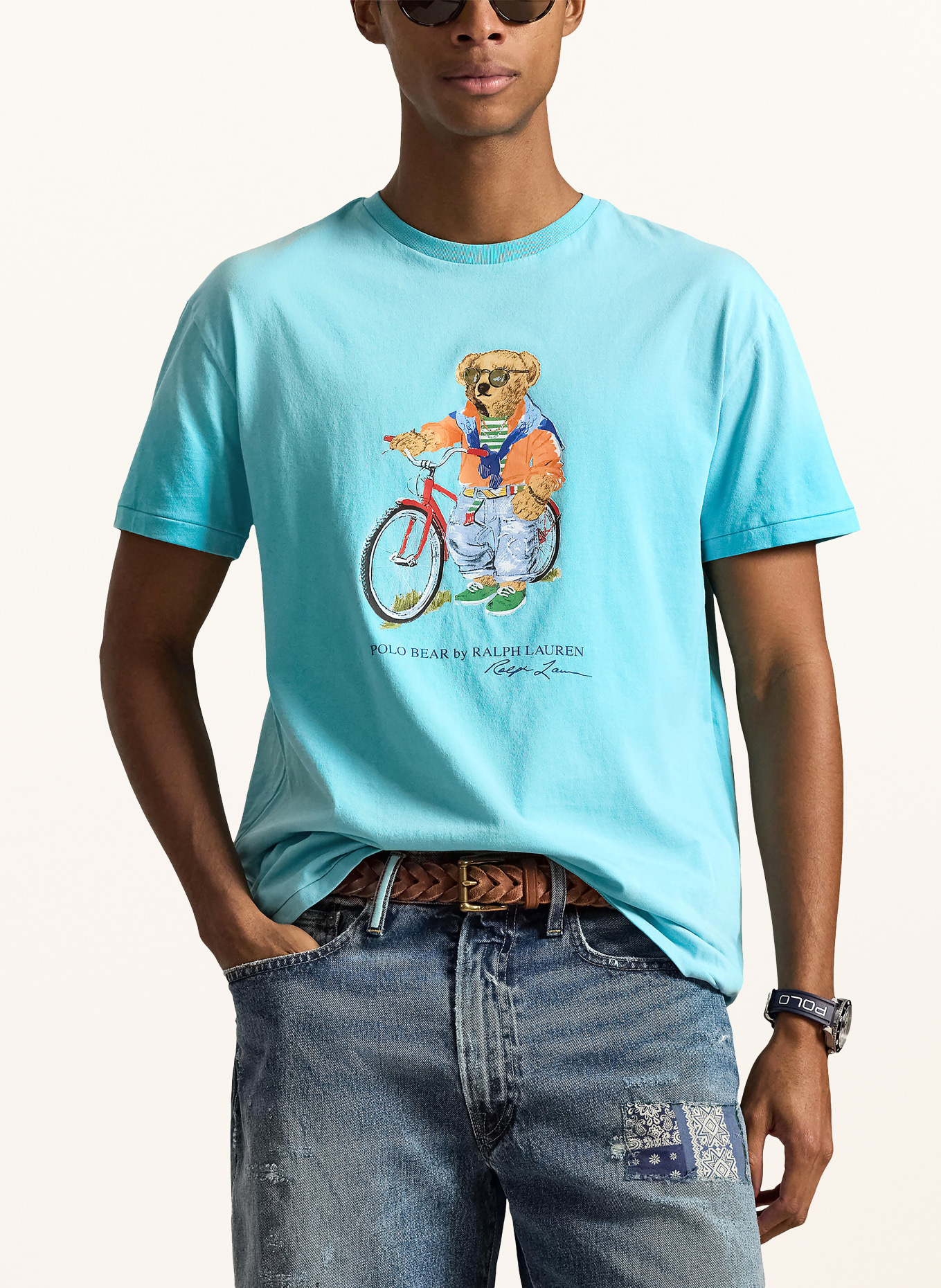 POLO RALPH LAUREN T-Shirt: TÜRKIS / ORANGE / HELLBLAU