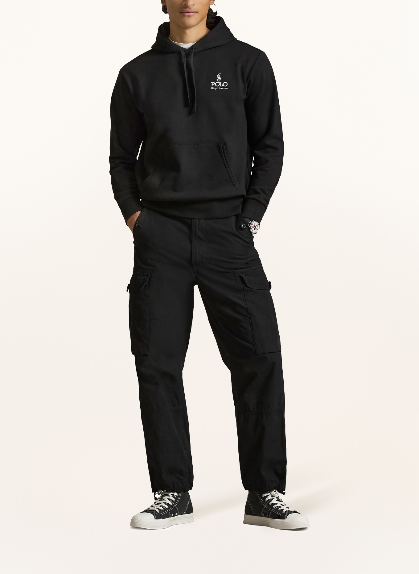 POLO RALPH LAUREN hoodie: BLACK / WHITE