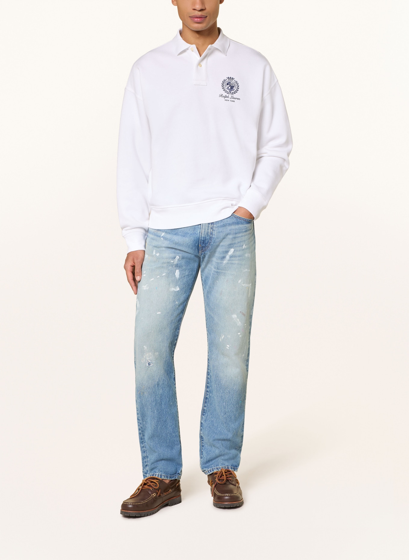 POLO RALPH LAUREN sweat polo shirt: WHITE