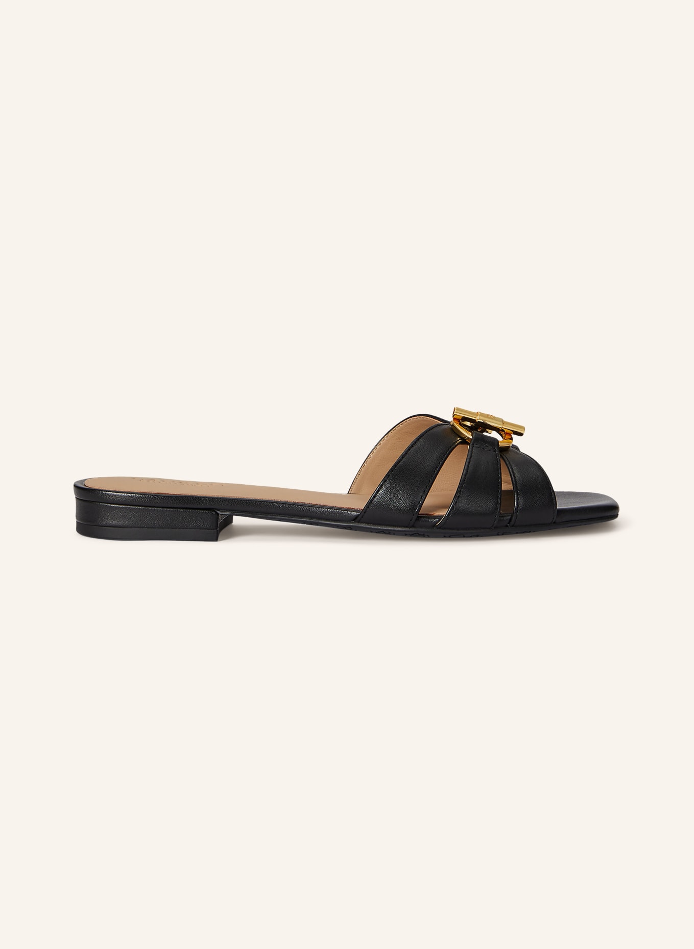 LAUREN RALPH LAUREN mules: BLACK / GOLD