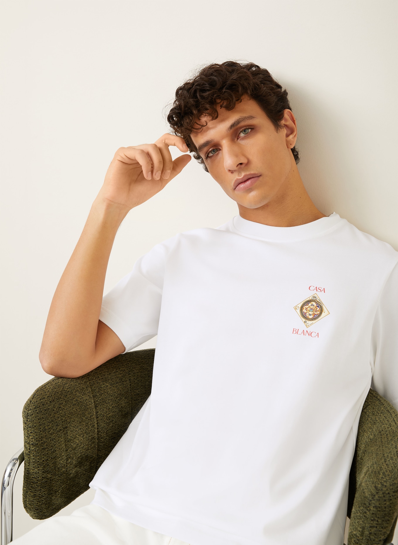 Casablanca T-Shirt PLAFOND ORNE DE MUSIQUE: WEISS / GOLD / ROT