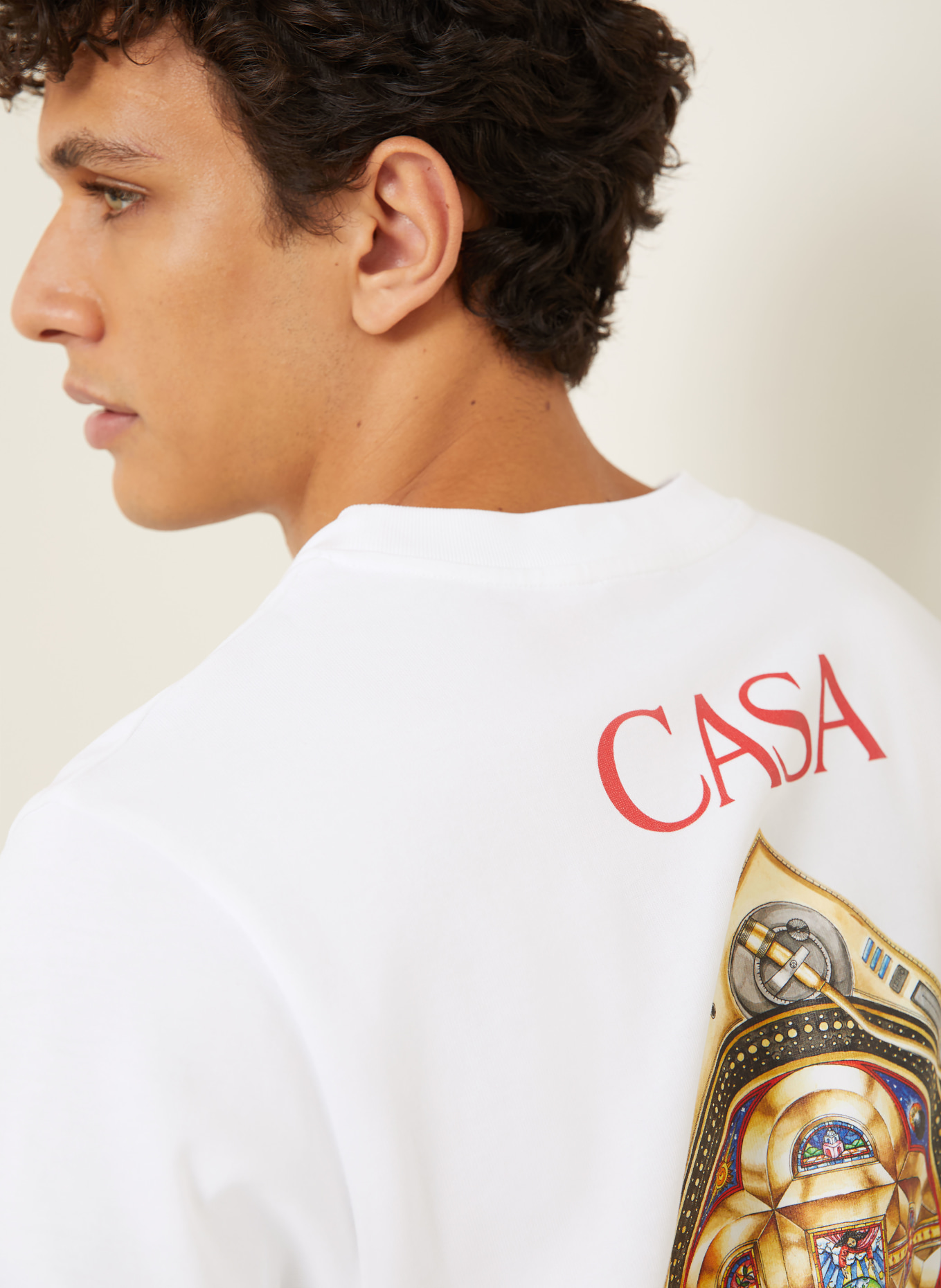 Casablanca T-Shirt PLAFOND ORNE DE MUSIQUE: WEISS / GOLD / ROT