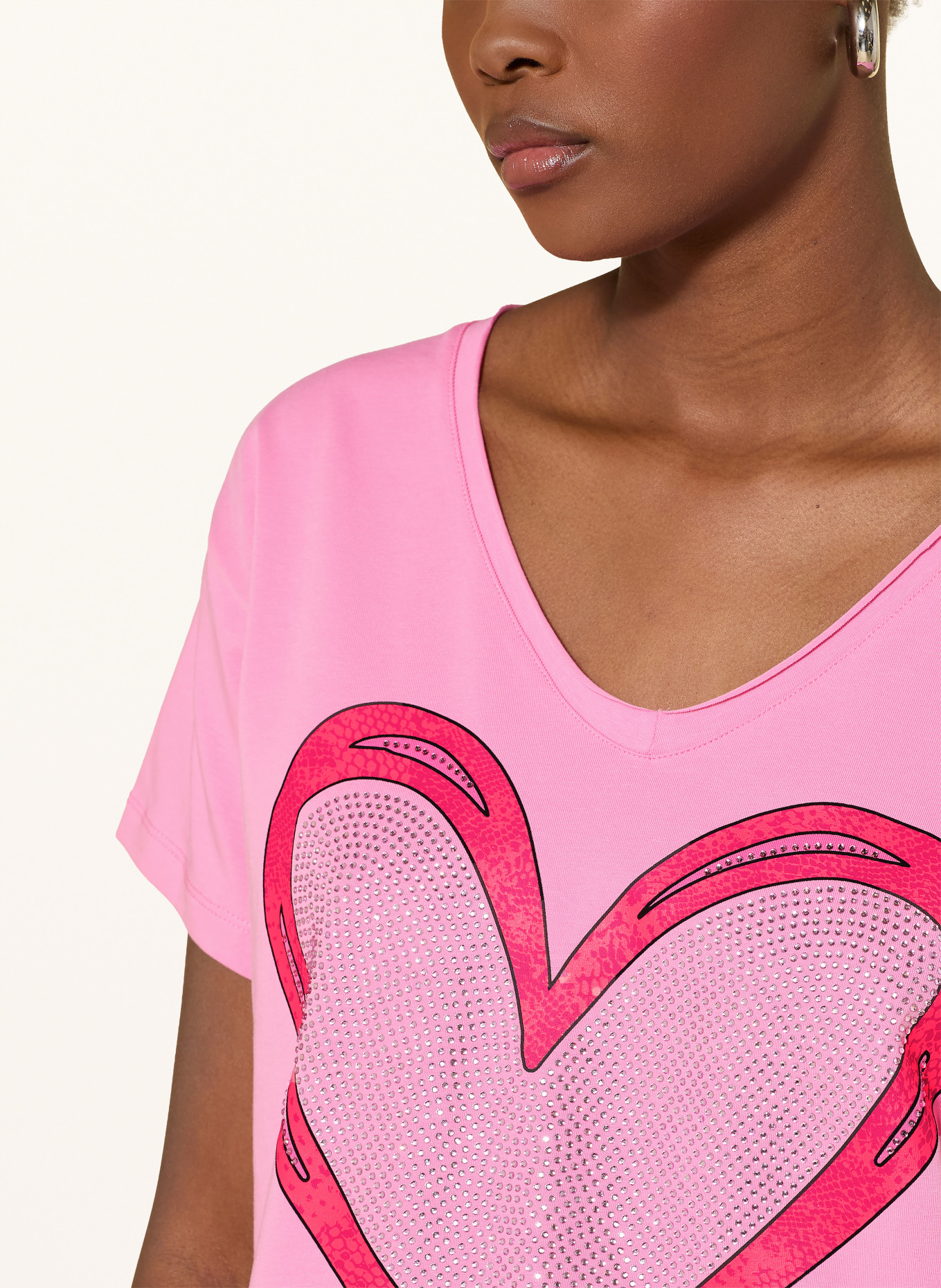 miss goodlife T-shirt with gemstones: PINK / NEON PINK
