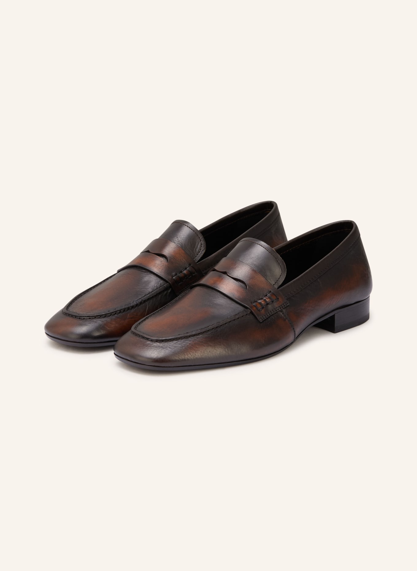 DRIES VAN NOTEN Penny-Loafer: DUNKELBRAUN / SCHWARZ