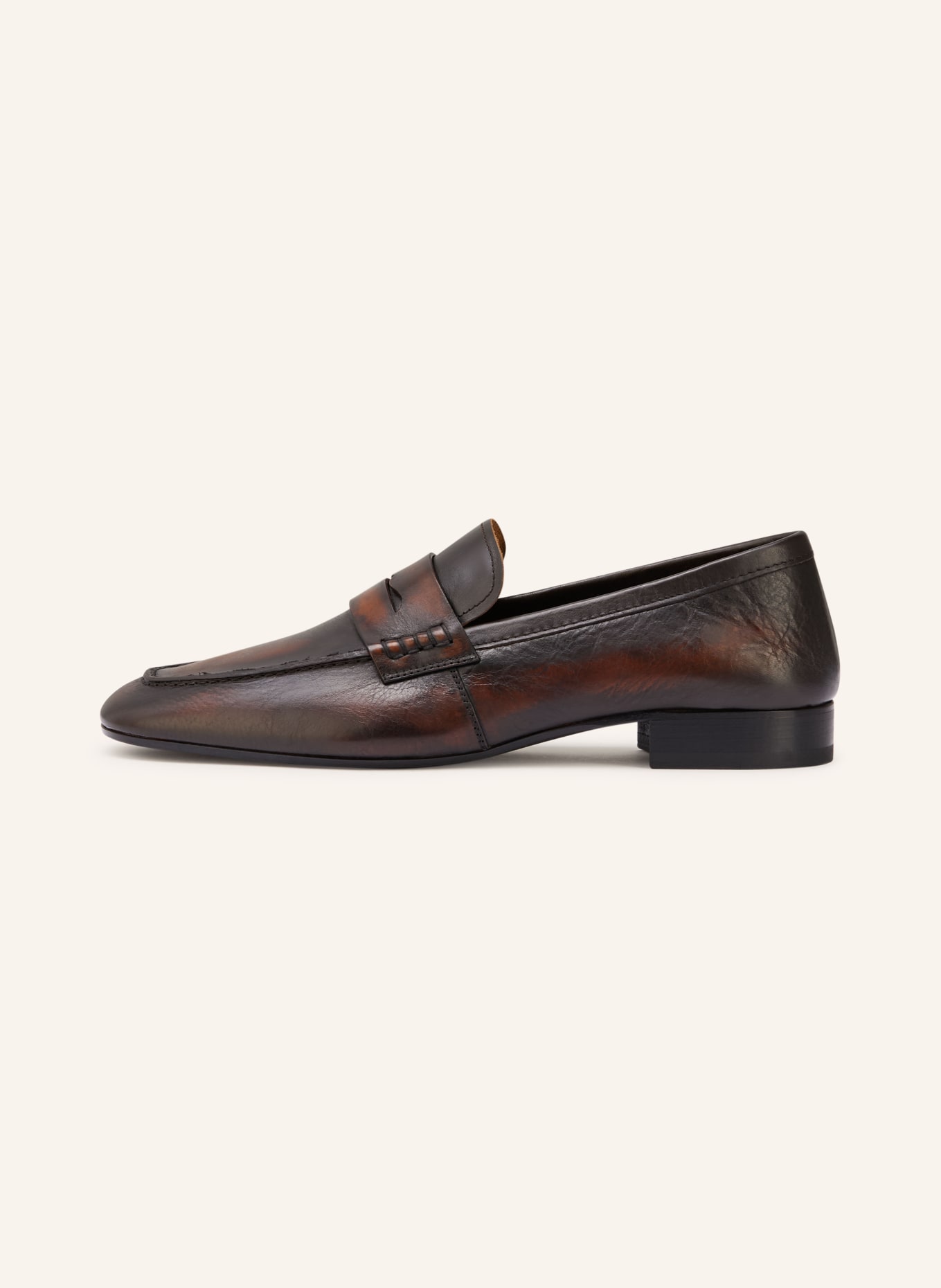 DRIES VAN NOTEN Penny-Loafer: DUNKELBRAUN / SCHWARZ