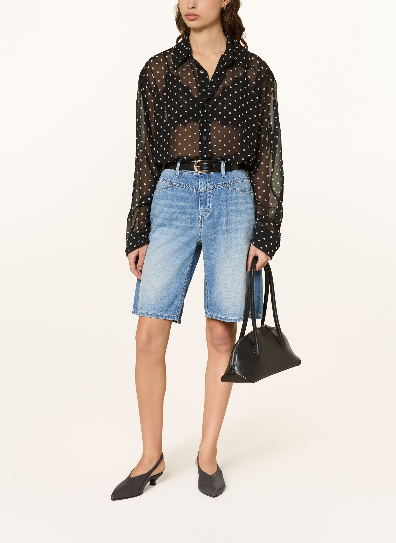 CAMBIO ELIN denim Bermuda shorts: 5212 steel wave