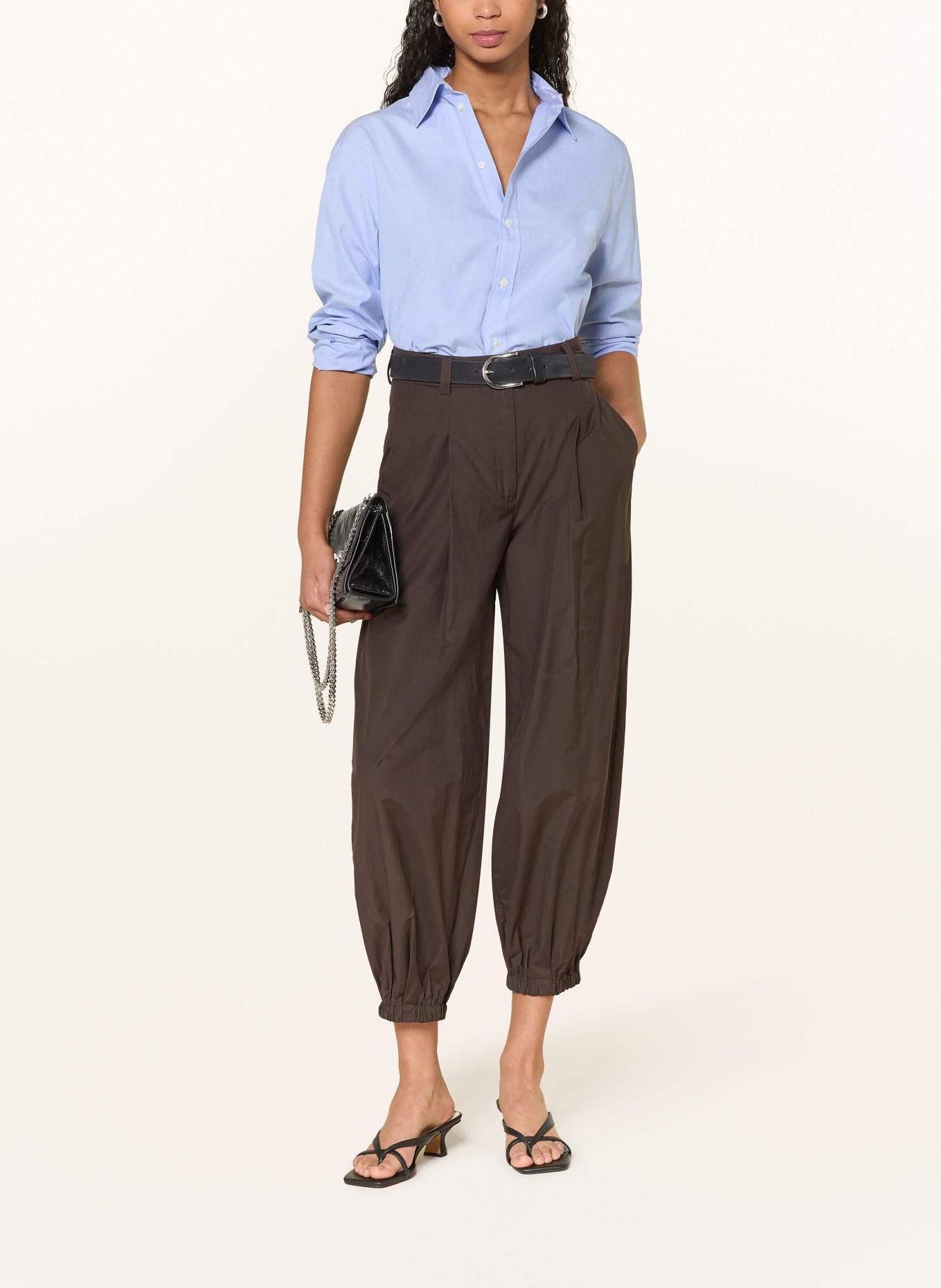 CAMBIO Spodnie 7/8 ETIENNE: CIEMNOBRĄZOWY