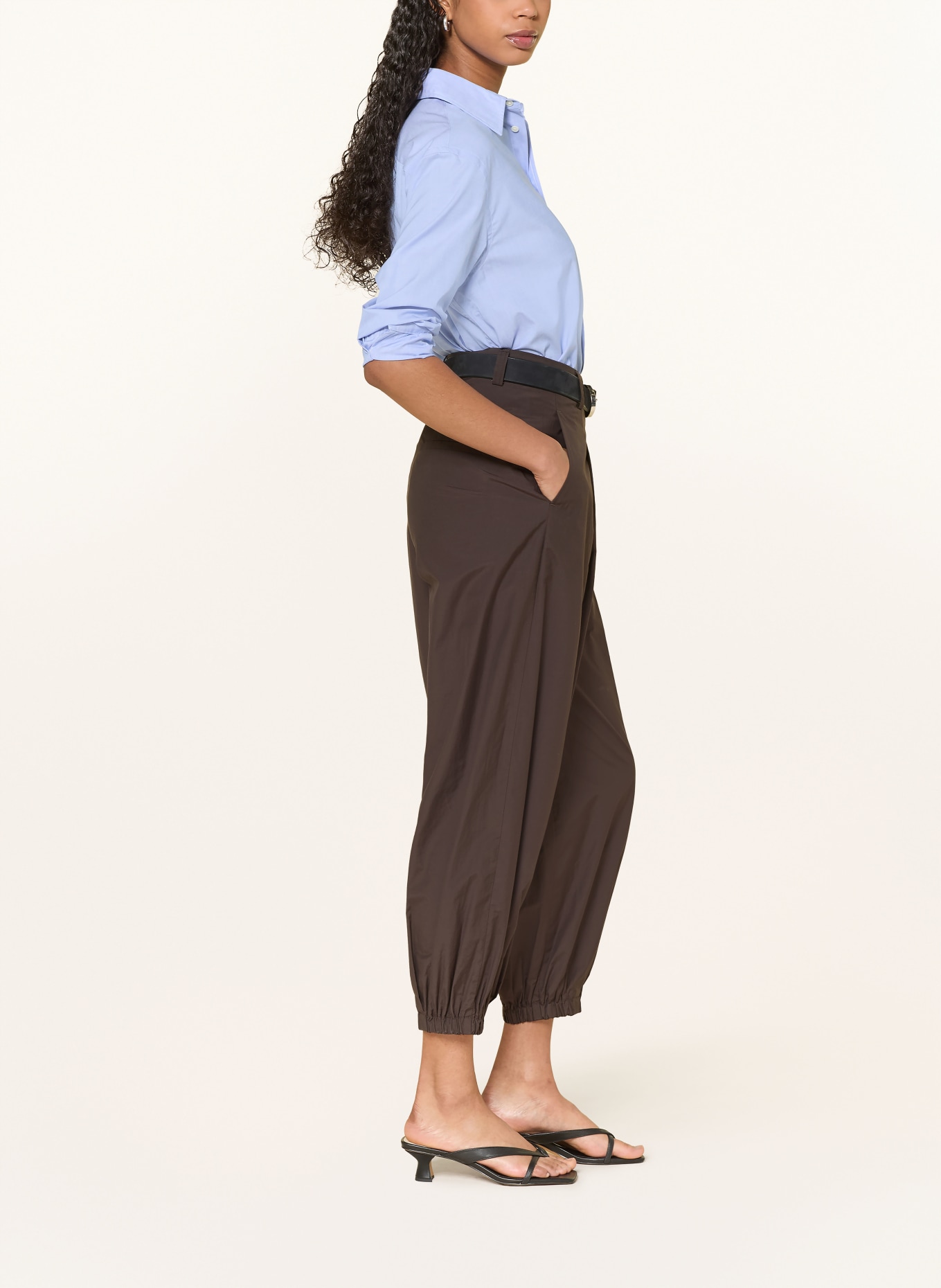 CAMBIO Spodnie 7/8 ETIENNE: CIEMNOBRĄZOWY