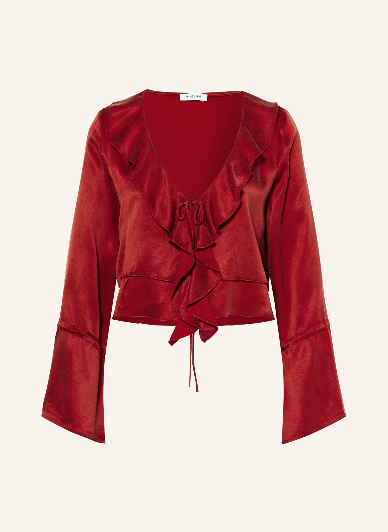 NINETY-9 ROMANTIC blouse with flounces: DARK RED