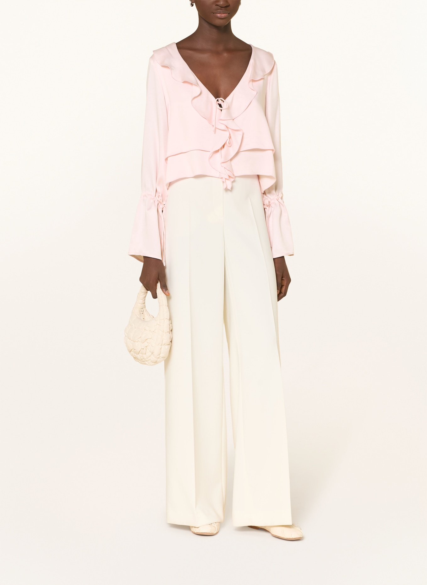 NINETY-9 Blůza ROMANTIC s volány: SVĚTLE RŮŽOVÁ