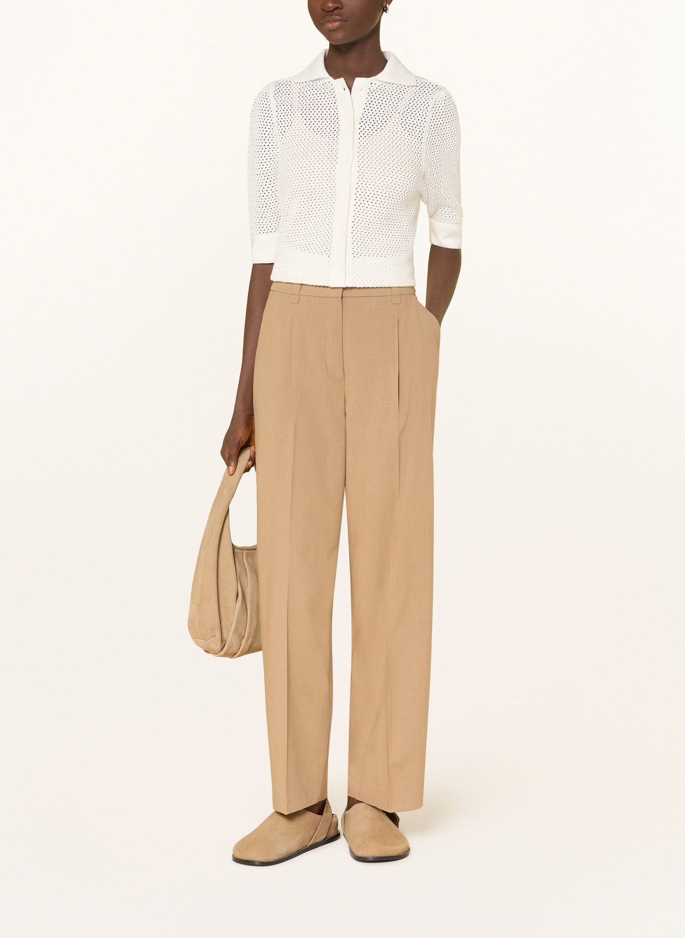 OPUS PANTS Kalhoty MOIRA BLOOM: VELBLOUDÍ