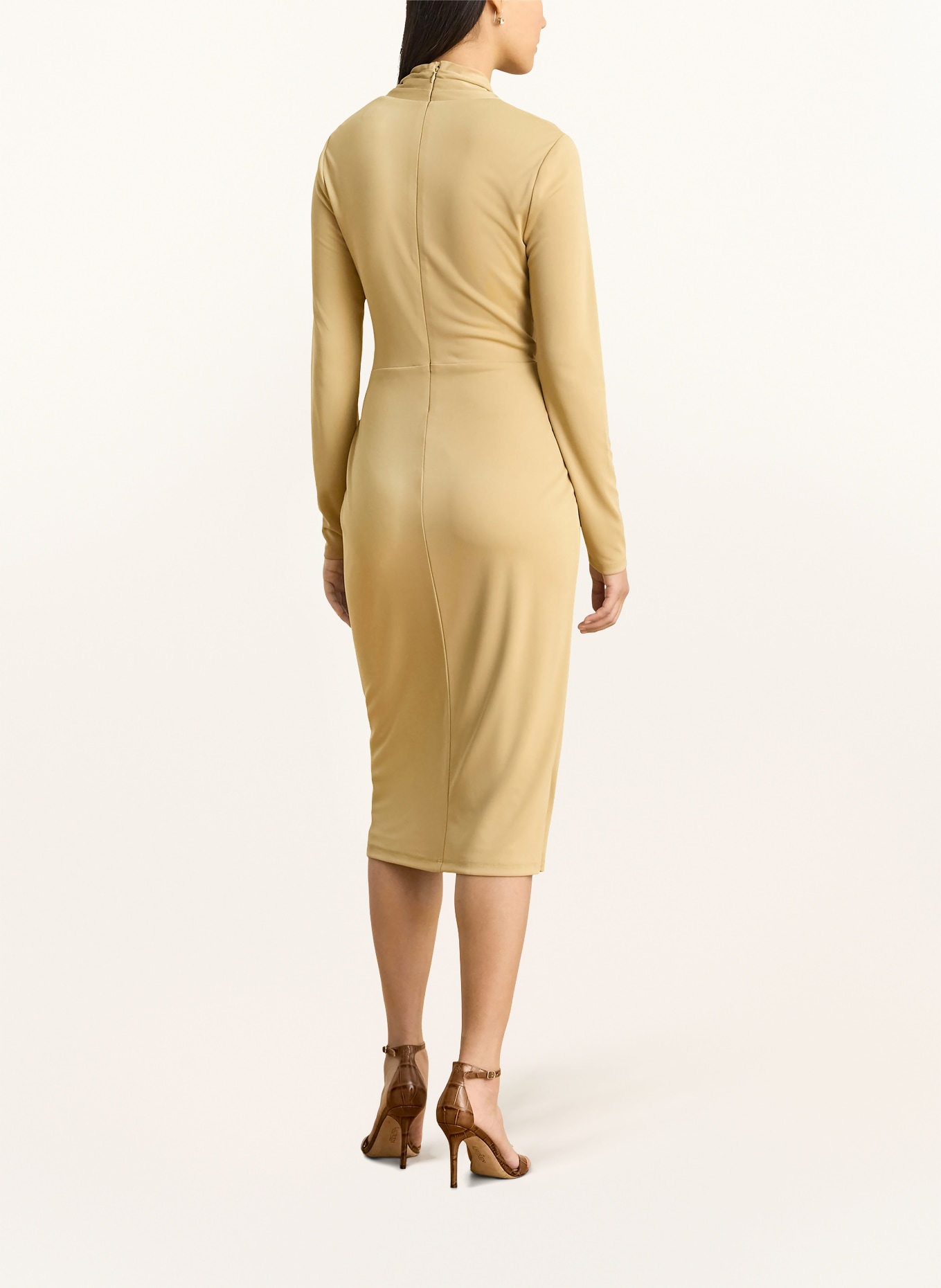LAUREN RALPH LAUREN Wrap-style jersey dress: BEIGE