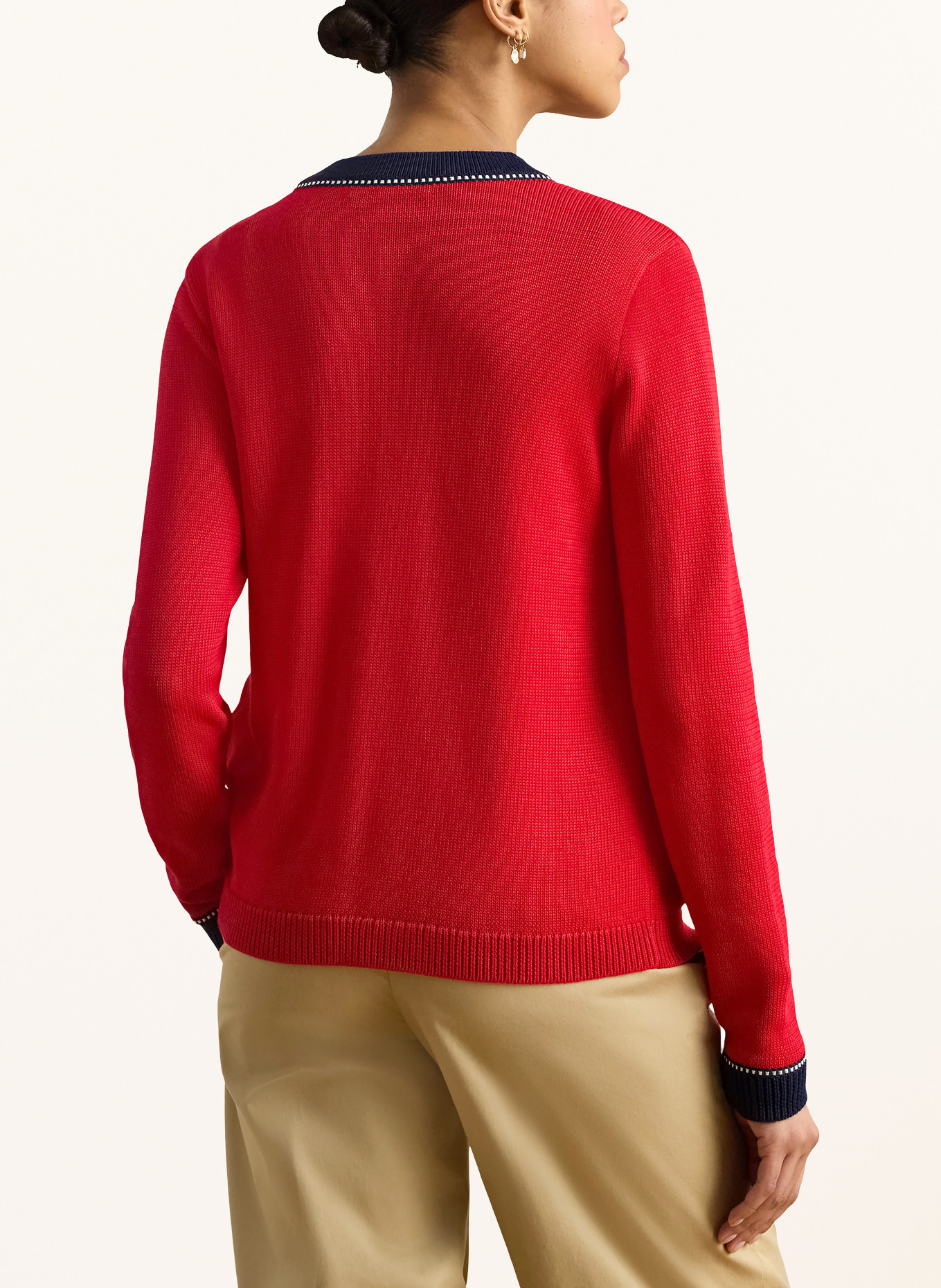 LAUREN RALPH LAUREN cardigan: RED / BEIGE / DARK BLUE