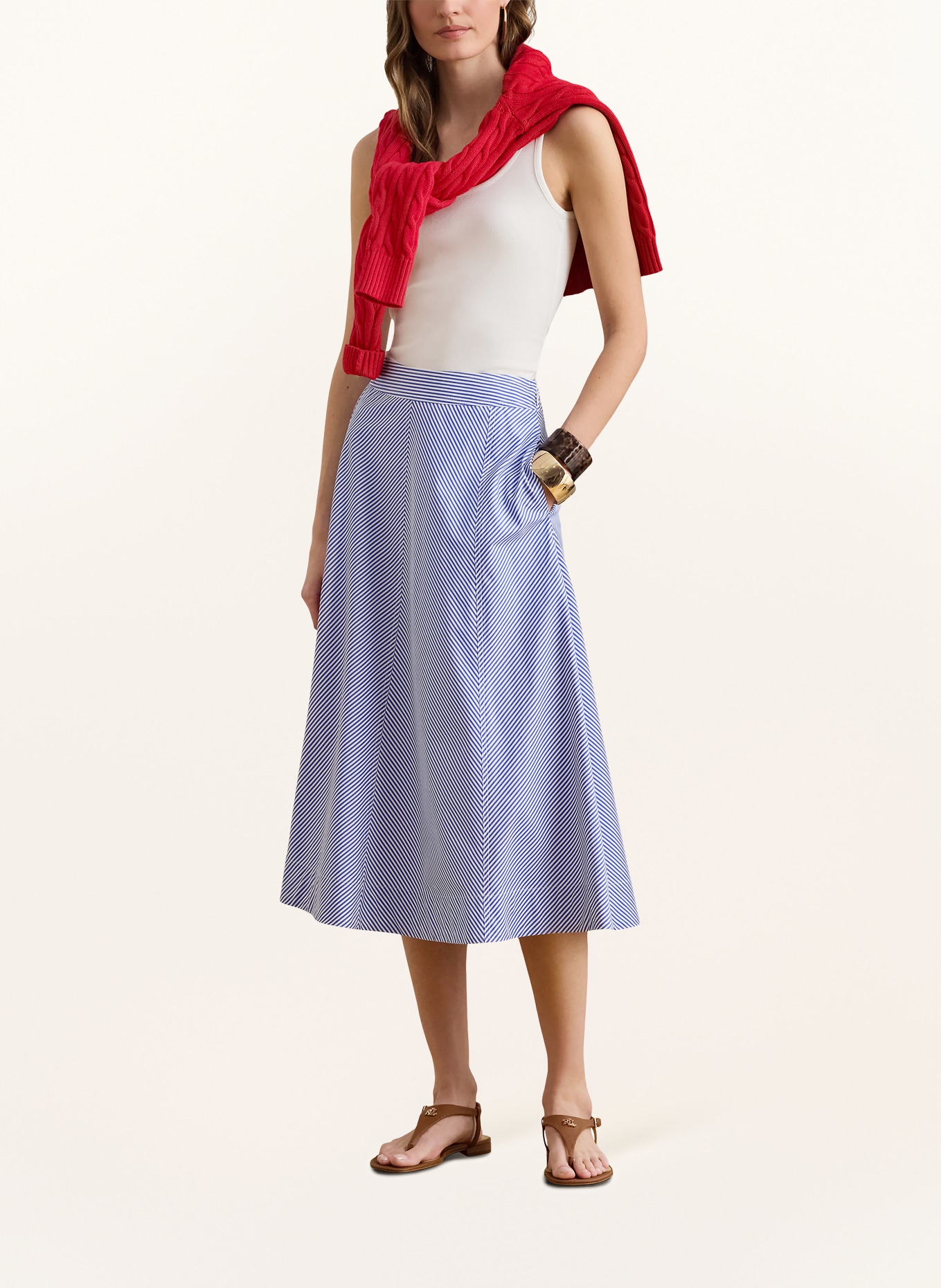 LAUREN RALPH LAUREN Sukně: MODRÁ / BÍLÁ