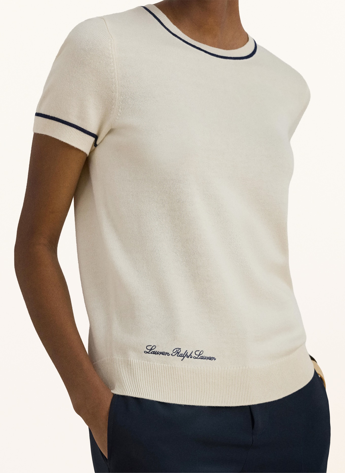 LAUREN RALPH LAUREN pletené tričko: BÍLÁ