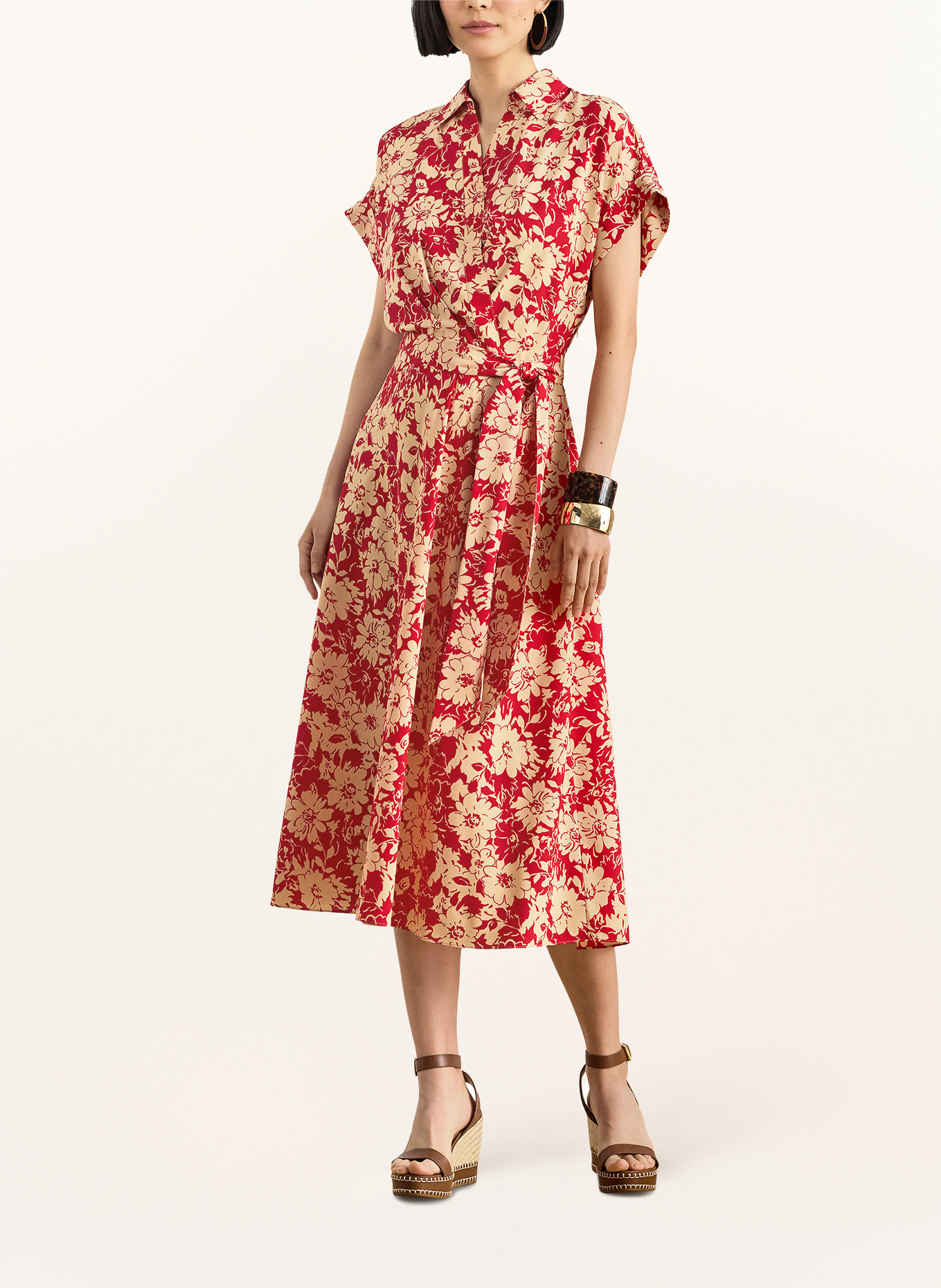 LAUREN RALPH LAUREN dress: RED / BEIGE