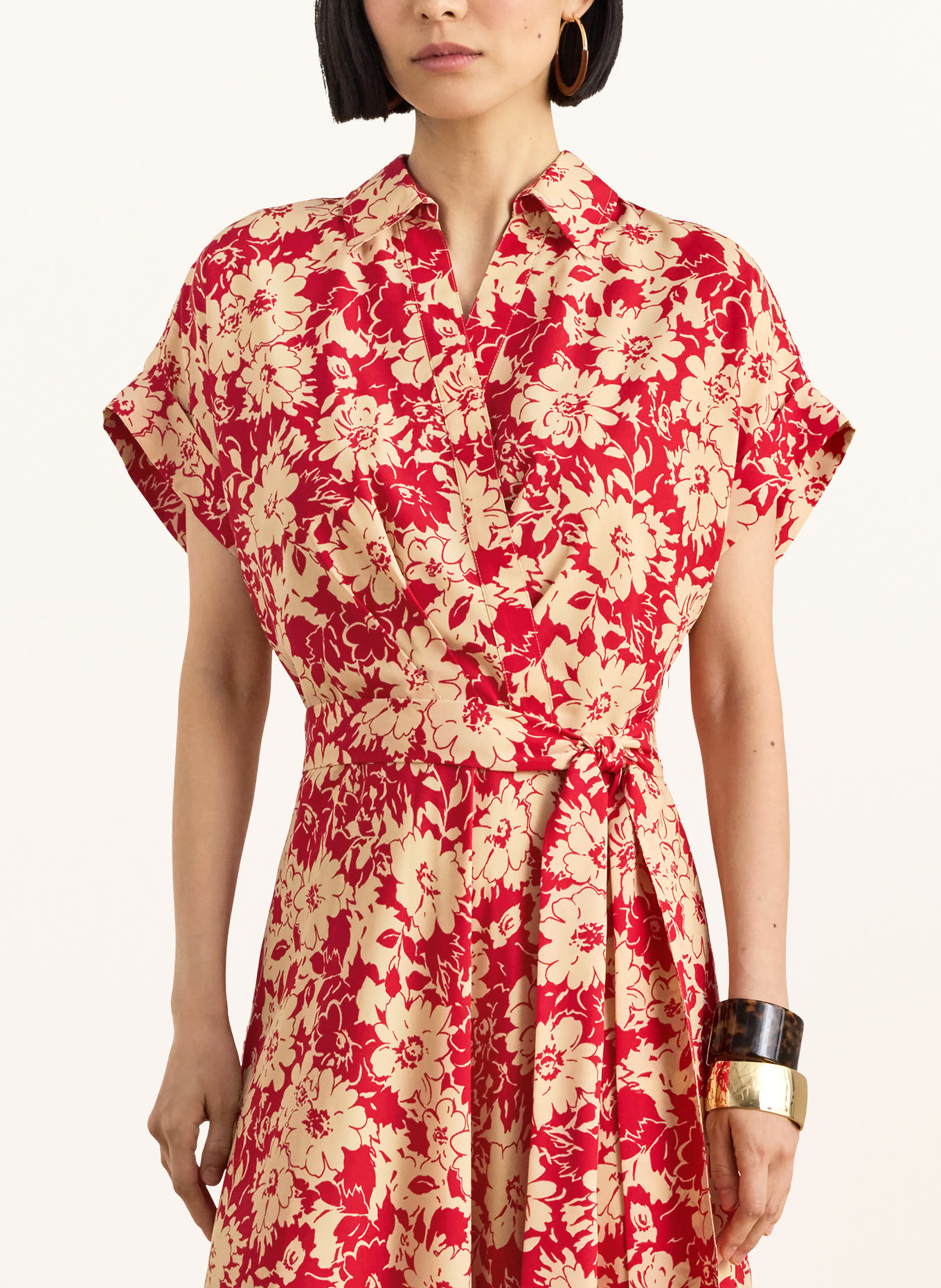 LAUREN RALPH LAUREN dress: RED / BEIGE