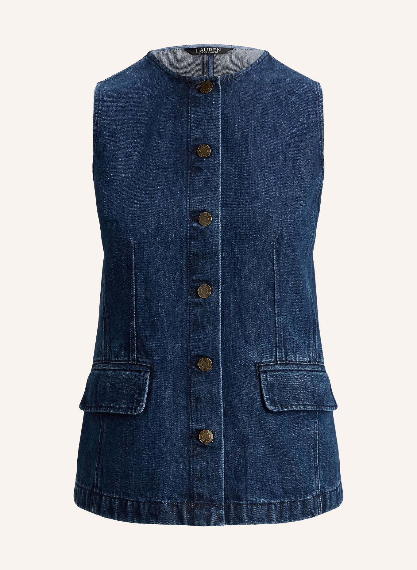 LAUREN RALPH LAUREN denim vest: DARK BLUE
