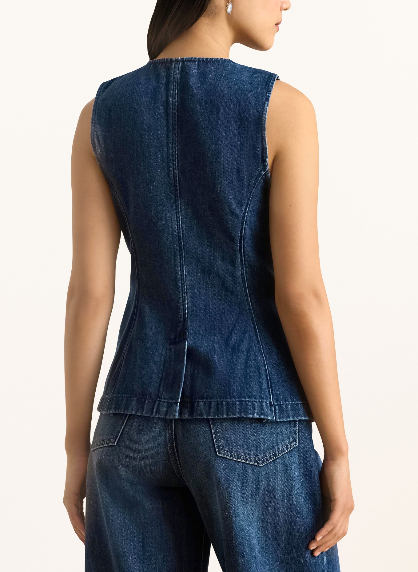 LAUREN RALPH LAUREN denim vest: DARK BLUE