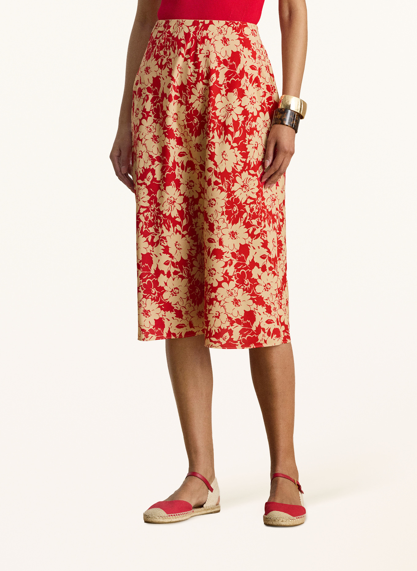 LAUREN RALPH LAUREN Sukně: ČERVENÁ / BÉŽOVÁ