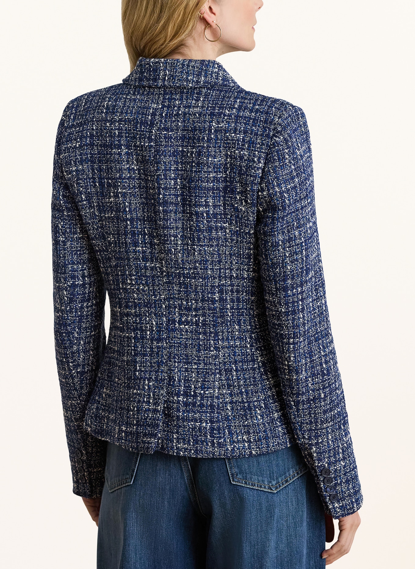 LAUREN RALPH LAUREN bouclé blazer: BLUE / WHITE