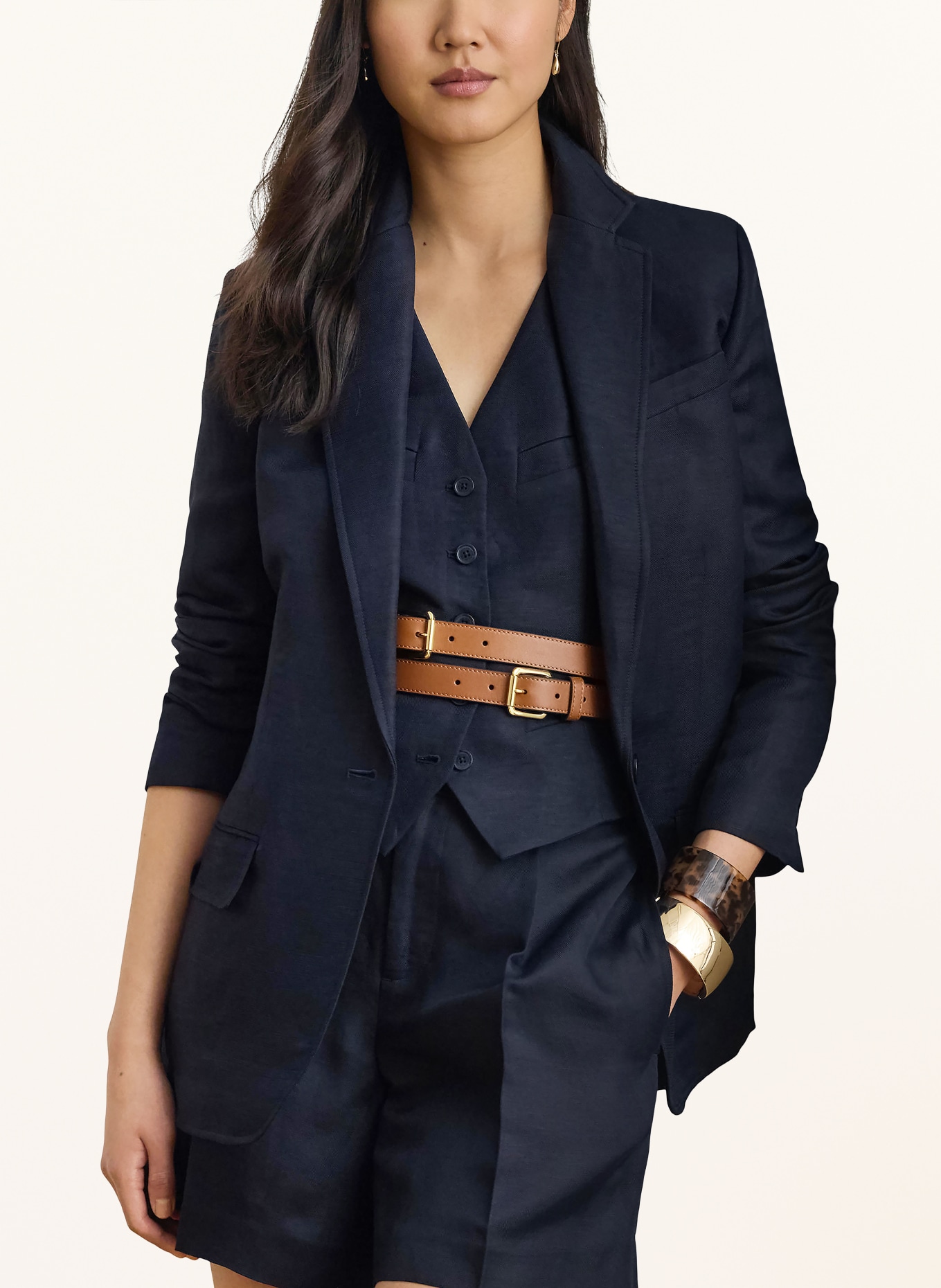 LAUREN RALPH LAUREN Blazer WILONA mit Leinen: DUNKELBLAU
