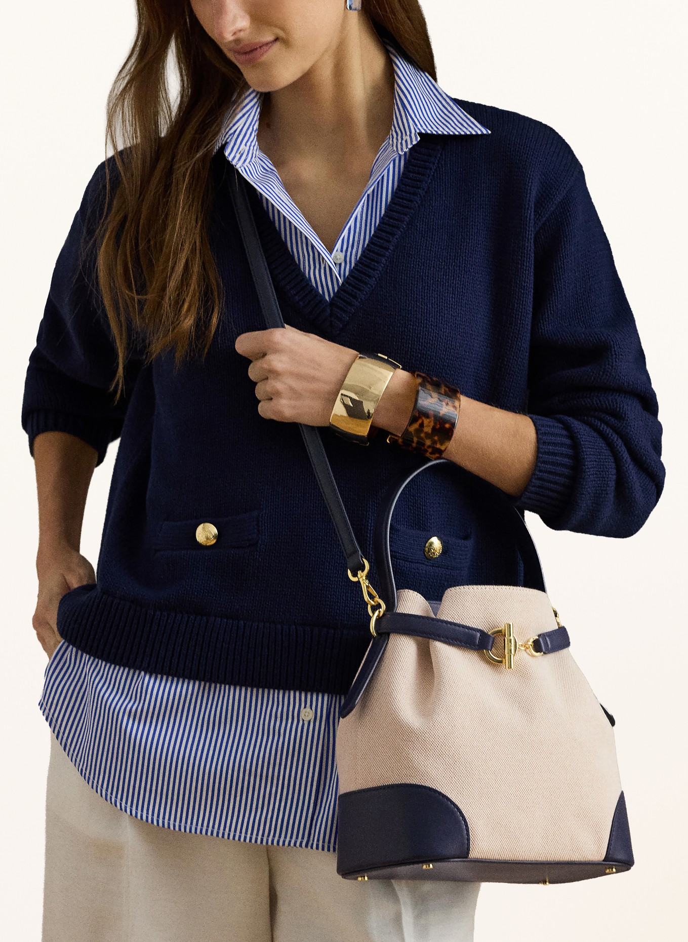 LAUREN RALPH LAUREN sac à main: MARRON CLAIR / OR / NOIR