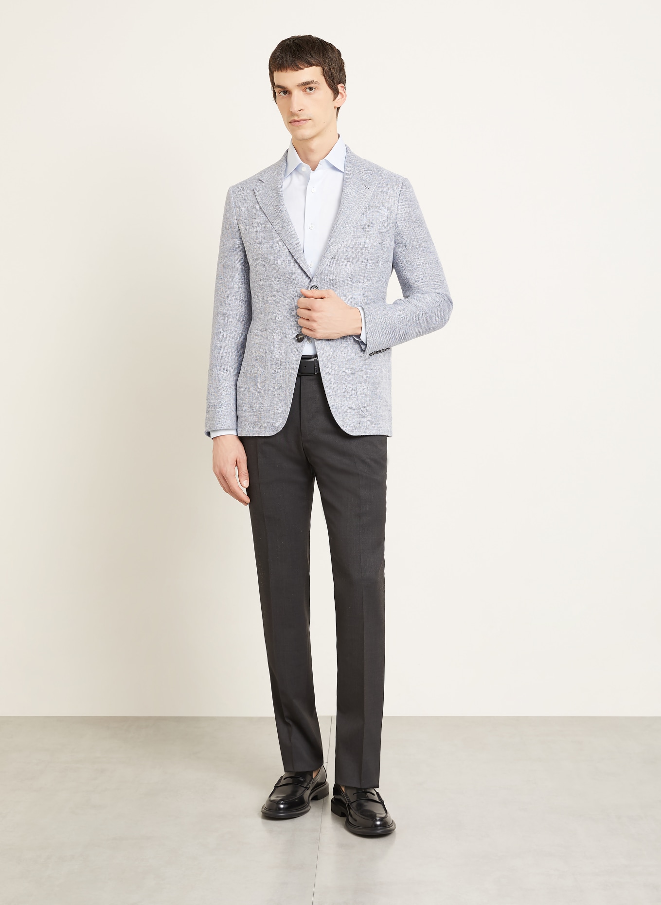 ZEGNA Extra slim fit linen jacket: BLUE GRAY