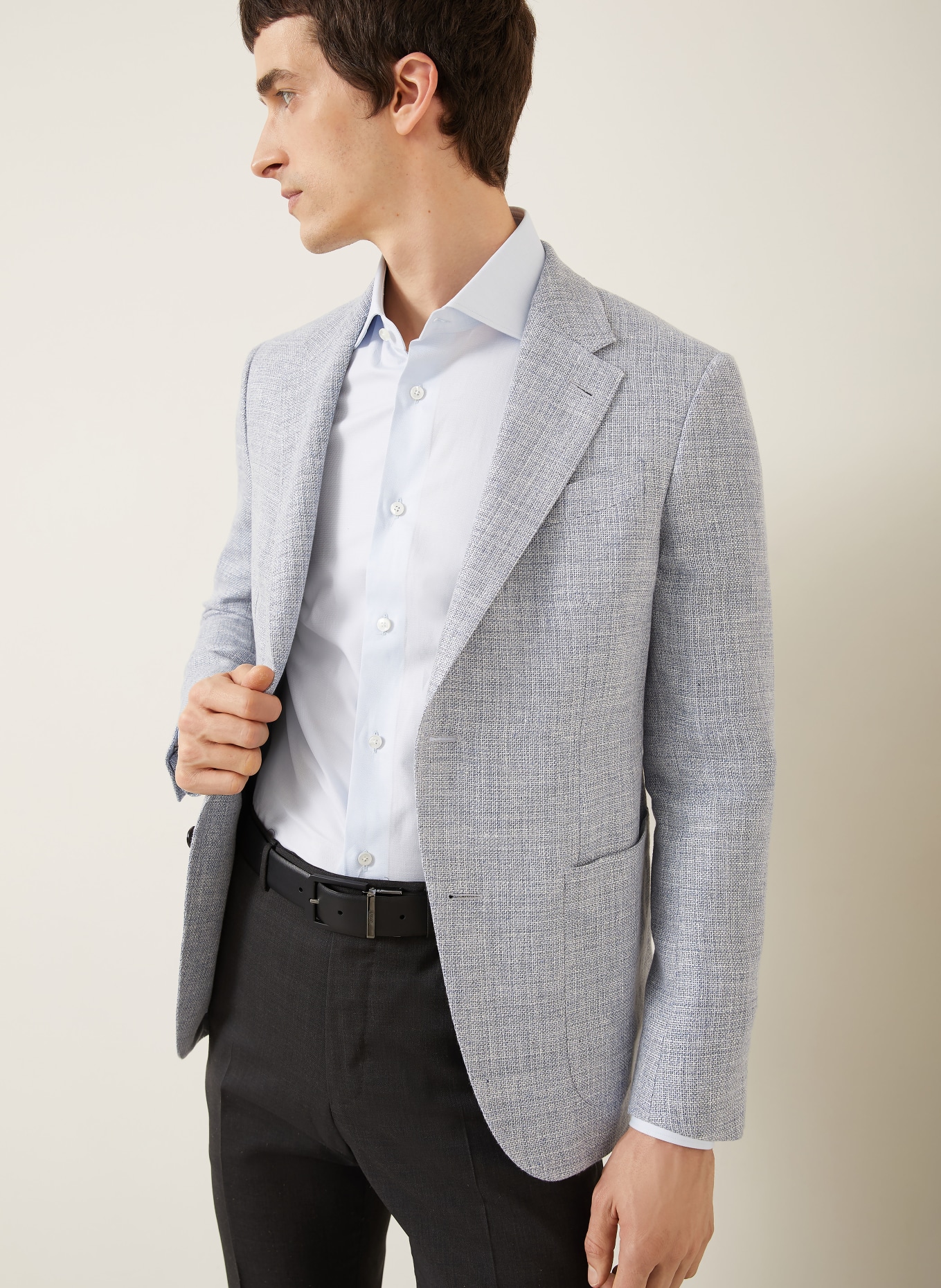 ZEGNA Extra slim fit linen jacket: BLUE GRAY