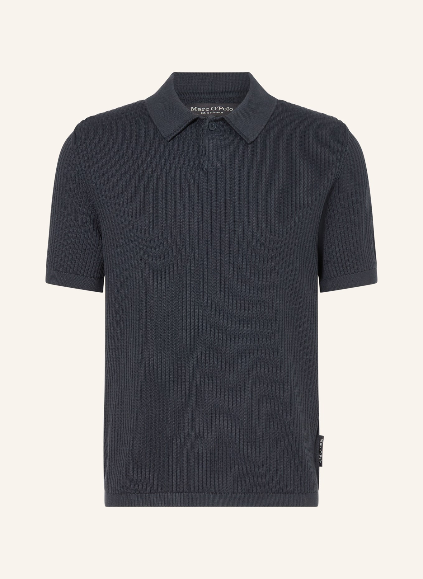 Marc O'Polo Gebreid poloshirt: DONKERBLAUW