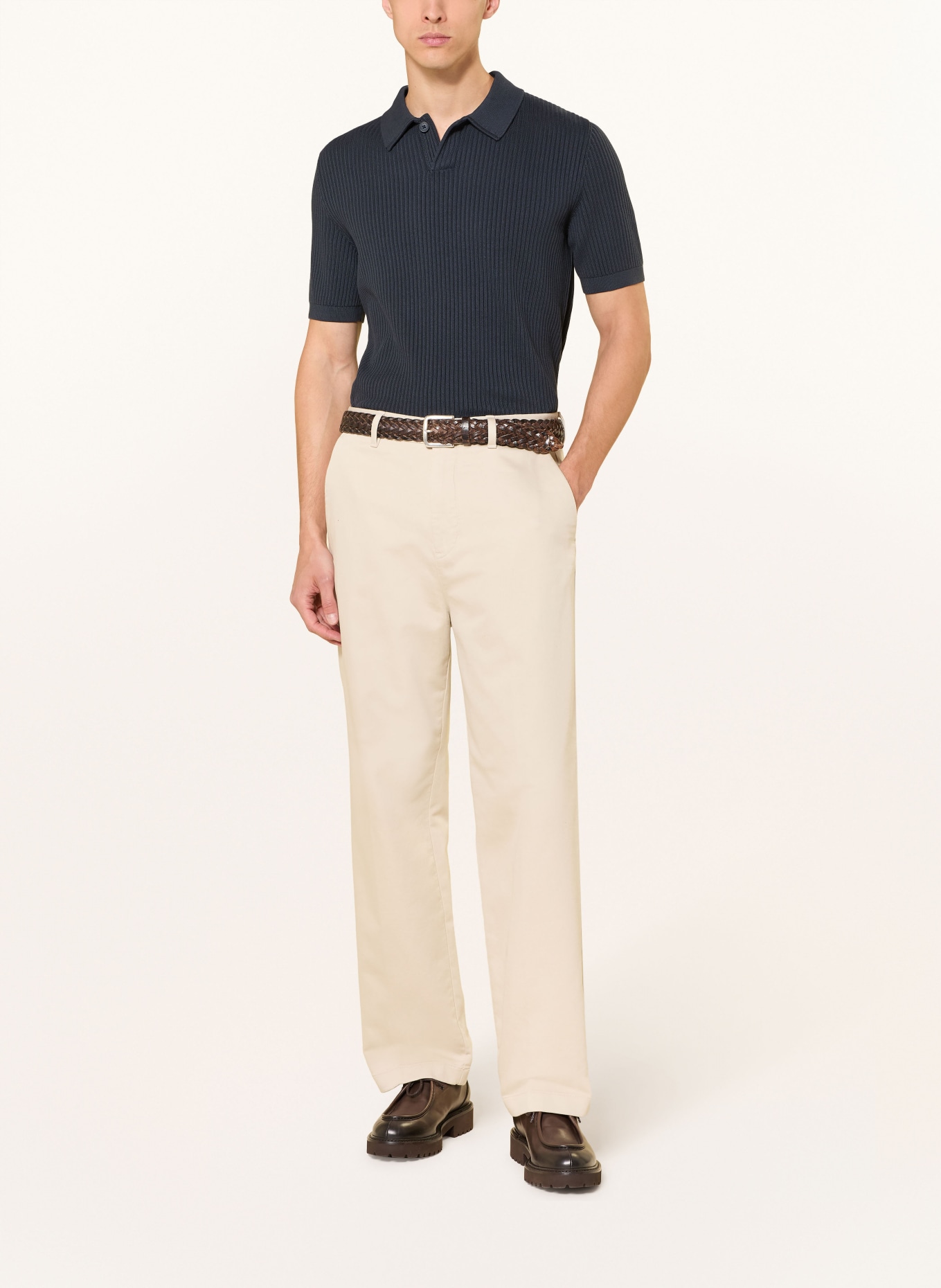 Marc O'Polo Gebreid poloshirt: DONKERBLAUW