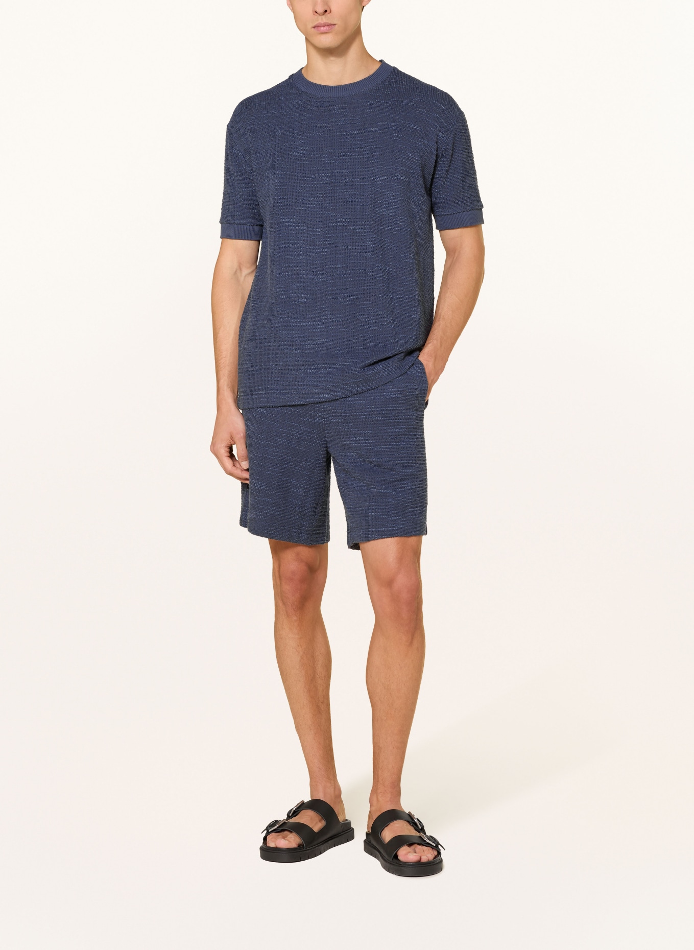 Marc O'Polo Bouclé-Shorts Relaxed Fit: DUNKELBLAU
