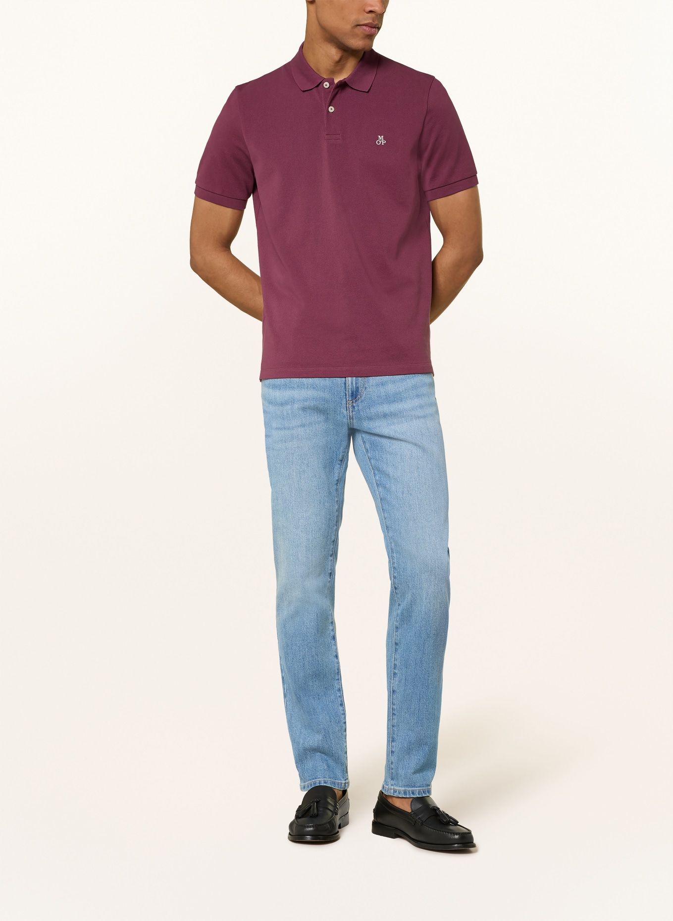 Marc O'Polo Piqué polokošile Regular Fit: TMAVĚ ČERVENÁ