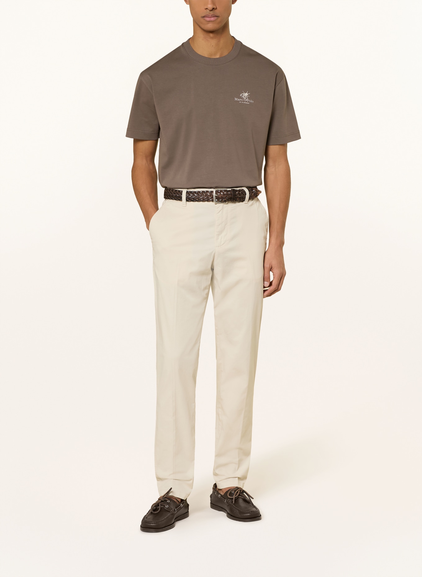 Marc O'Polo T-Shirt: DUNKELBRAUN / CREME