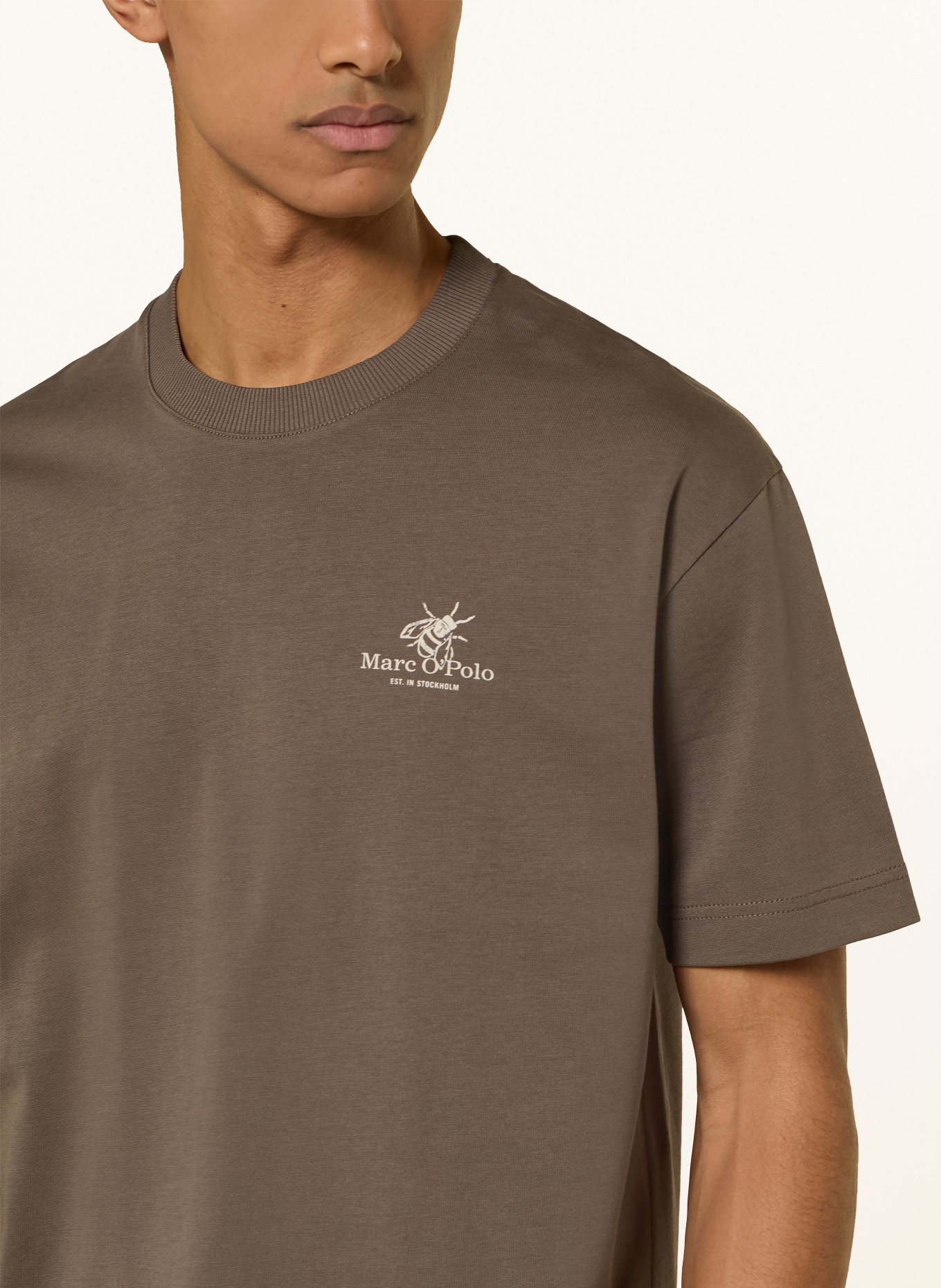Marc O'Polo T-Shirt: DUNKELBRAUN / CREME