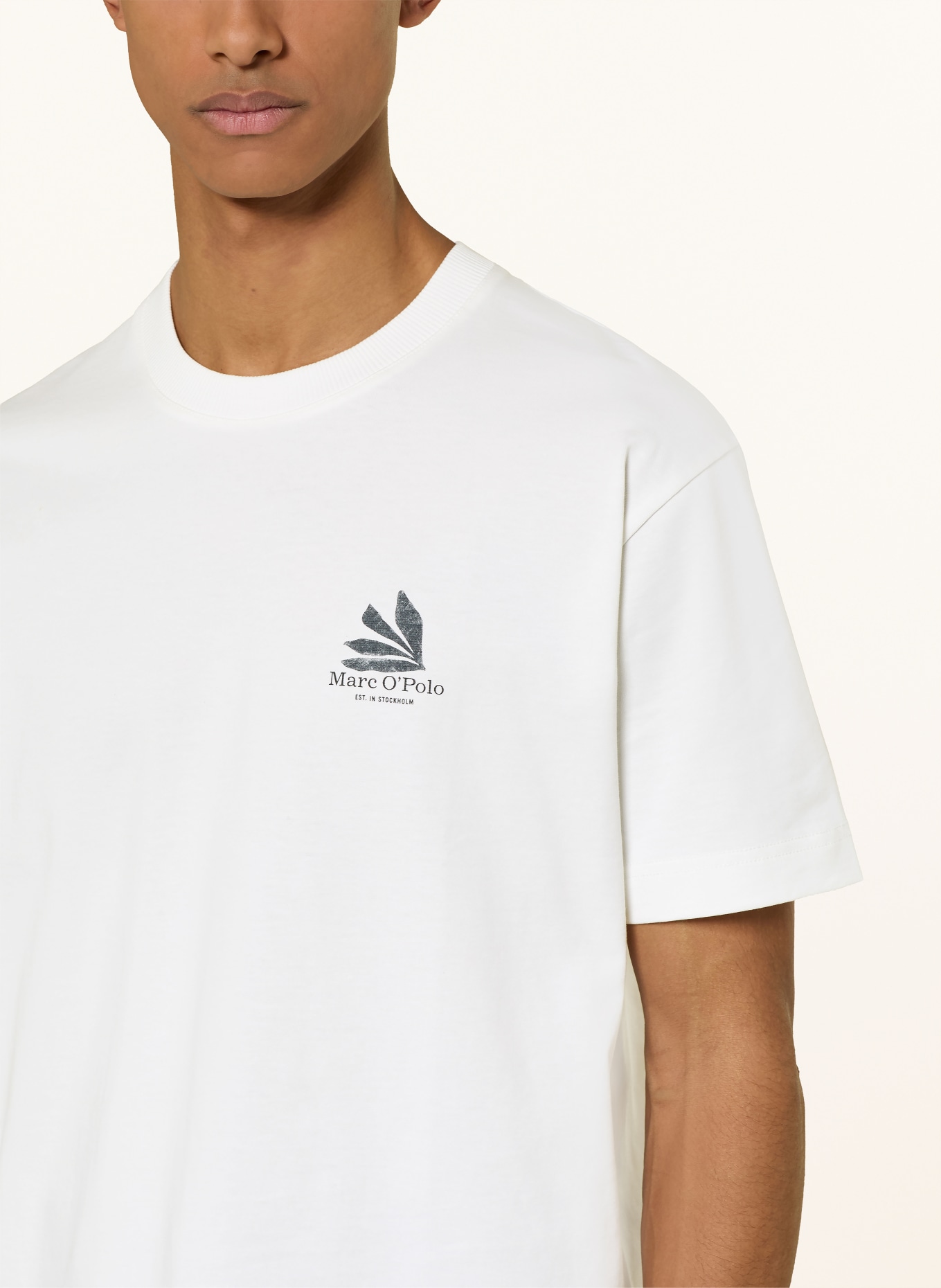 Marc O'Polo T-shirt: BLANC / GRIS FONCÉ / BLEU