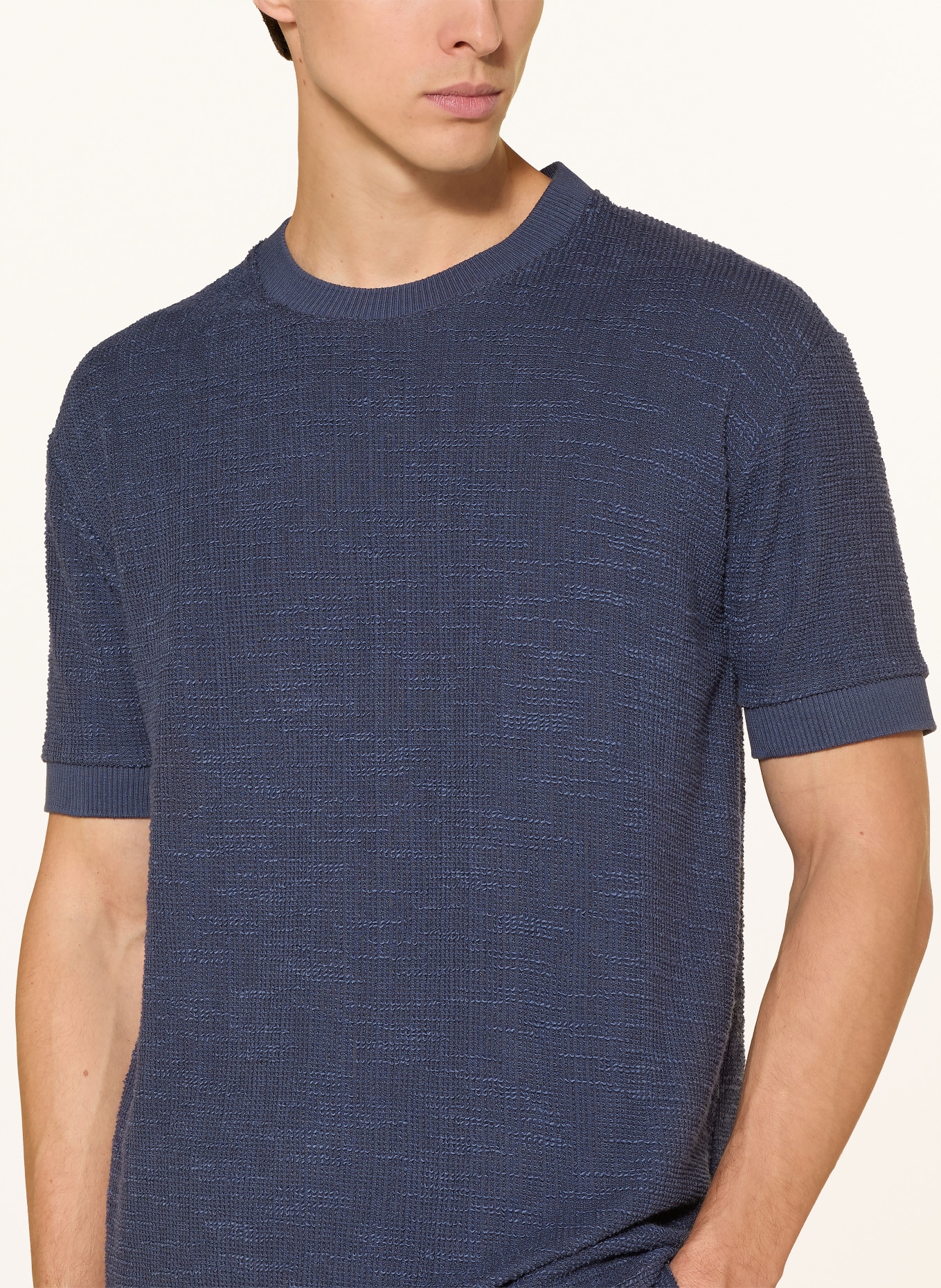 Marc O'Polo T-Shirt aus Bouclé: DUNKELBLAU