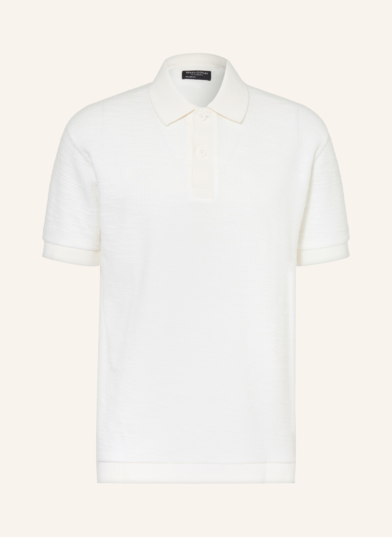 Marc O'Polo Strick-Poloshirt Relaxed Fit: WEISS