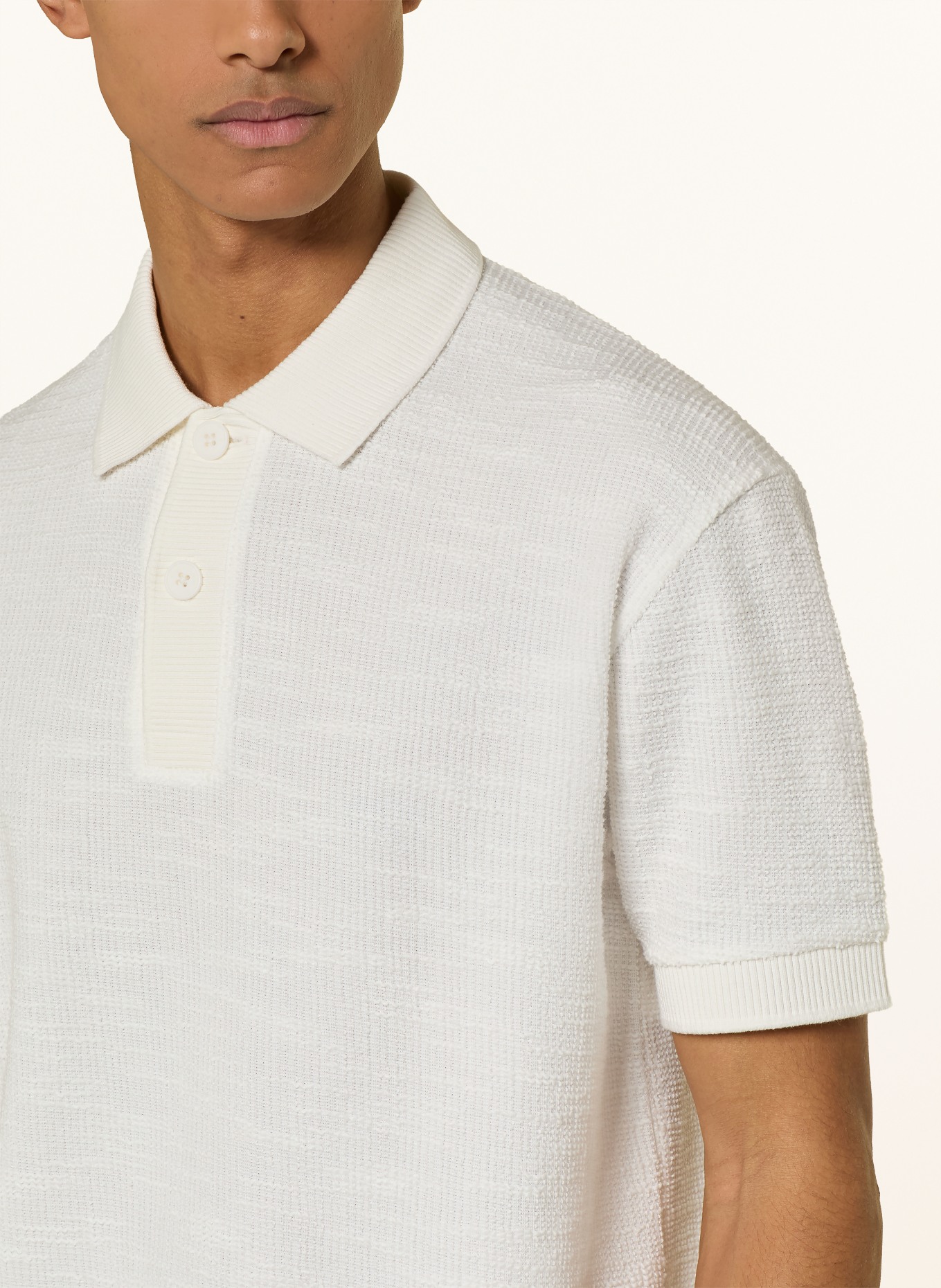 Marc O'Polo Strick-Poloshirt Relaxed Fit: WEISS