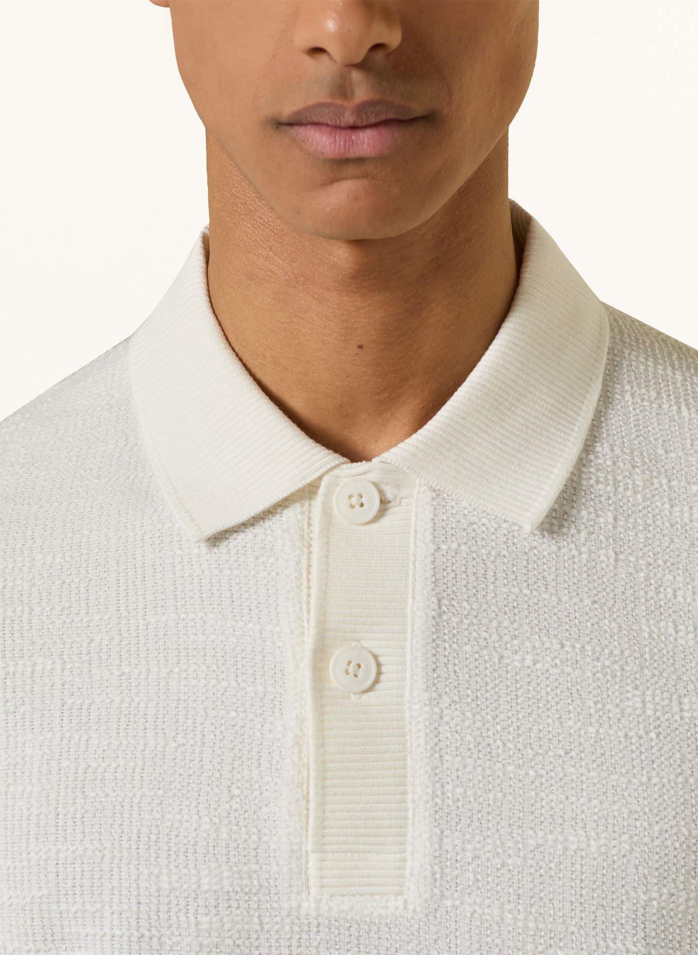 Marc O'Polo Strick-Poloshirt Relaxed Fit: WEISS