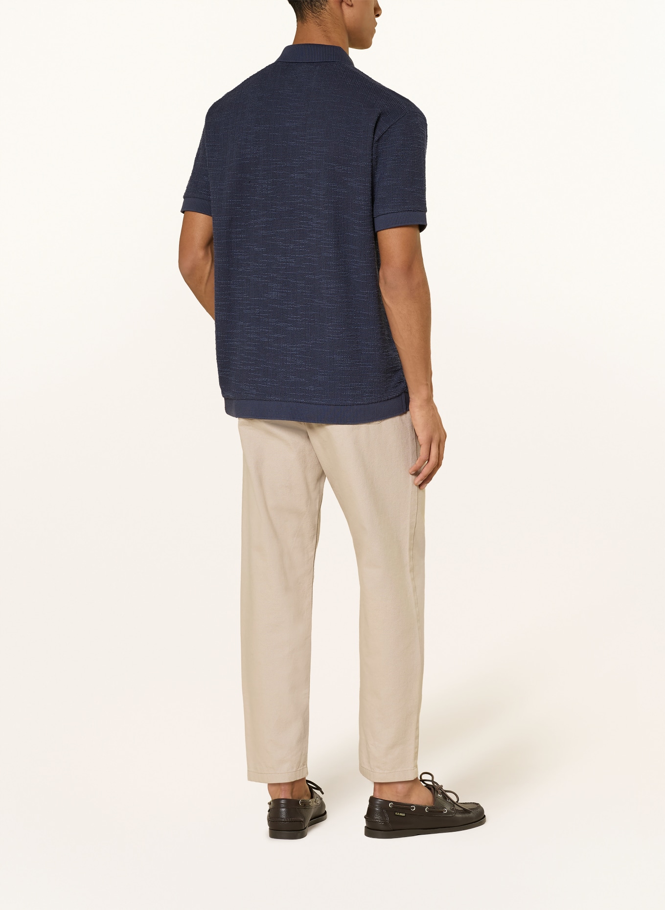 Marc O'Polo Pletené polo tričko Relaxed Fit: TMAVĚ MODRÁ