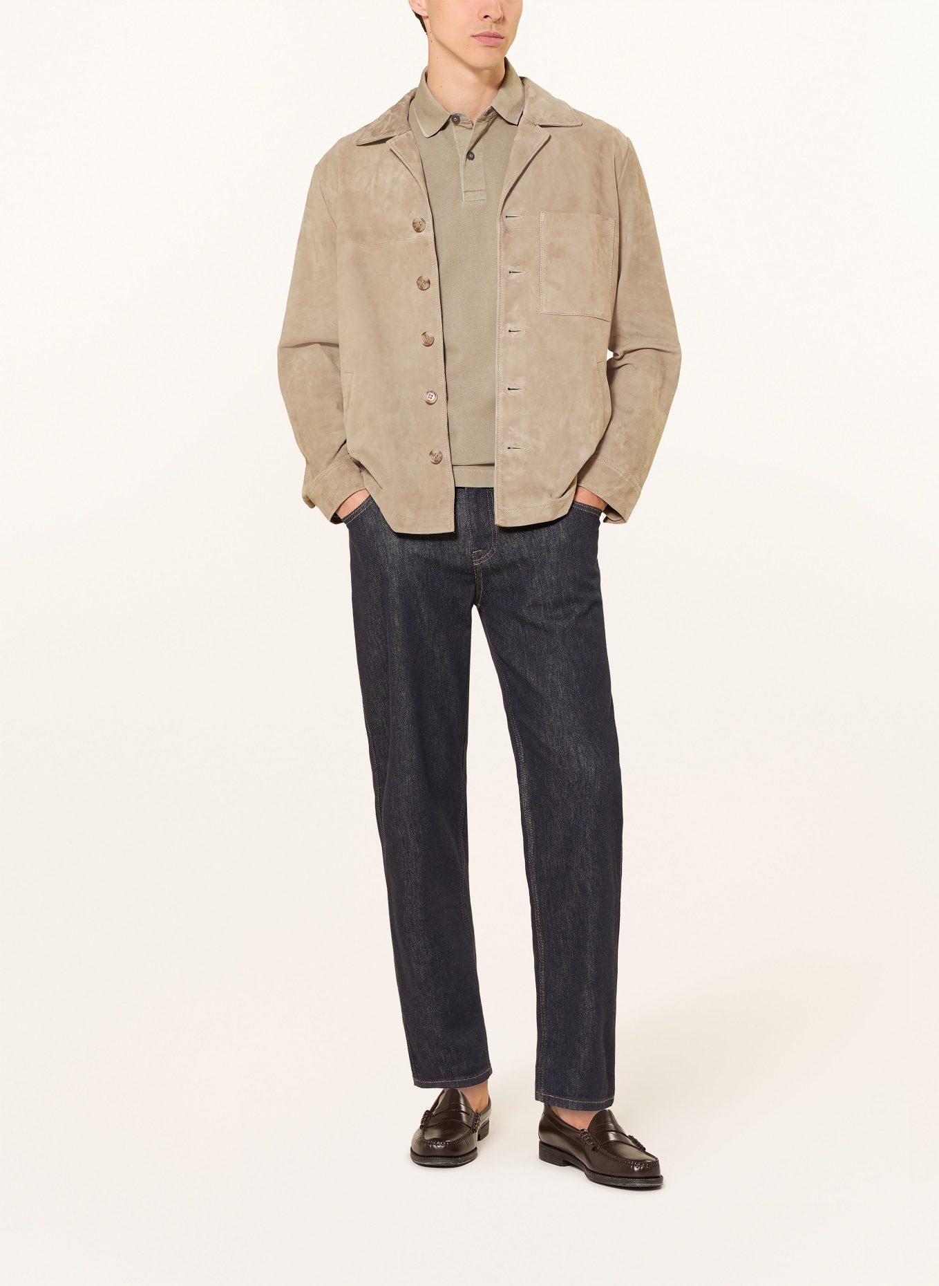 Marc O'Polo Leder-Overjacket: BEIGE