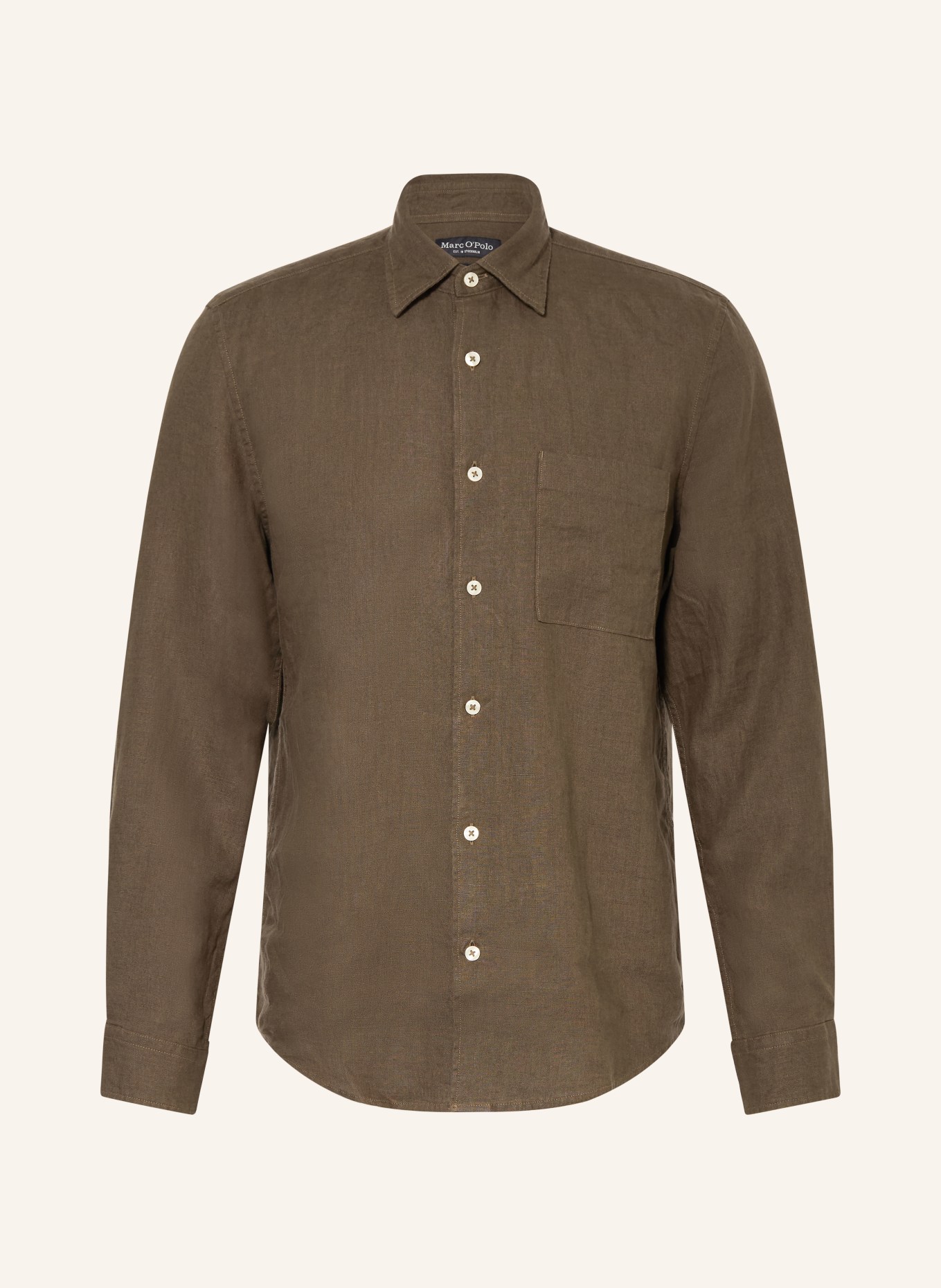 Marc O'Polo Leinenhemd Regular Fit: DUNKELBRAUN
