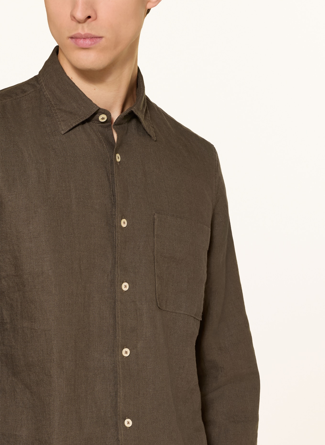 Marc O'Polo Leinenhemd Regular Fit: DUNKELBRAUN