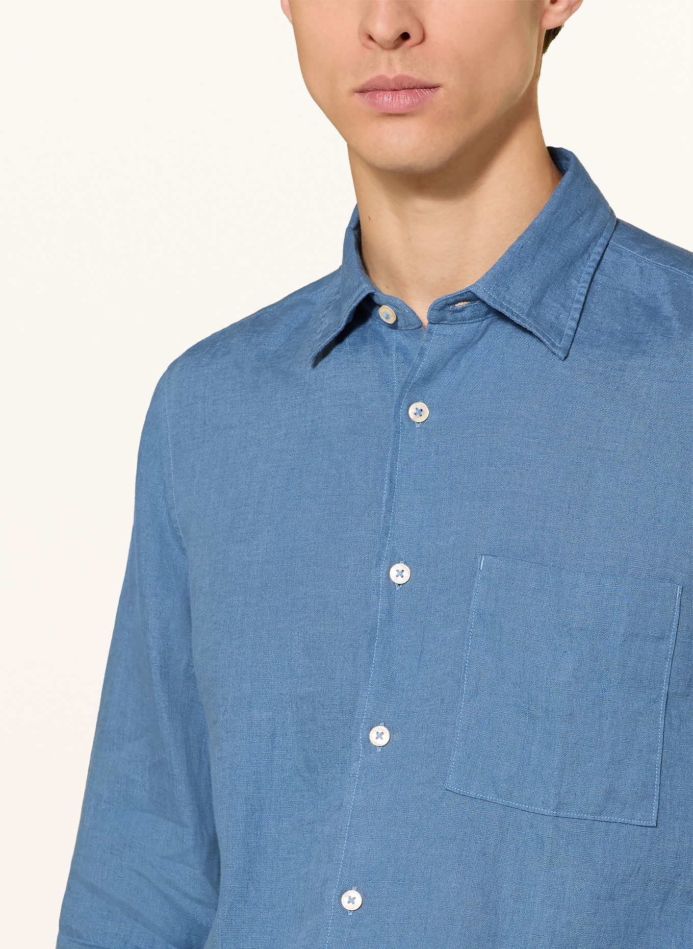 Marc O'Polo Chemise en lin coupe classique: BLEU
