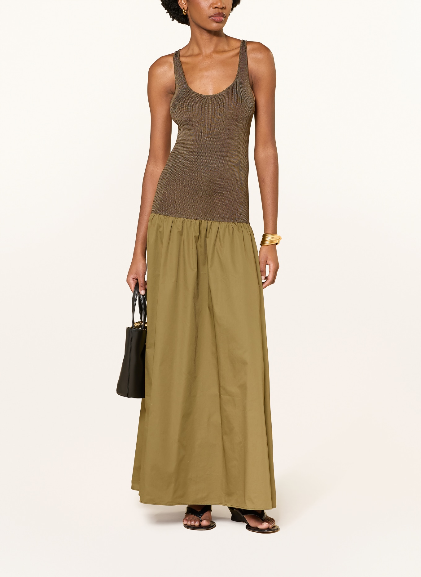 The Frankie Shop Kleid ILIYA im Materialmix: OLIV