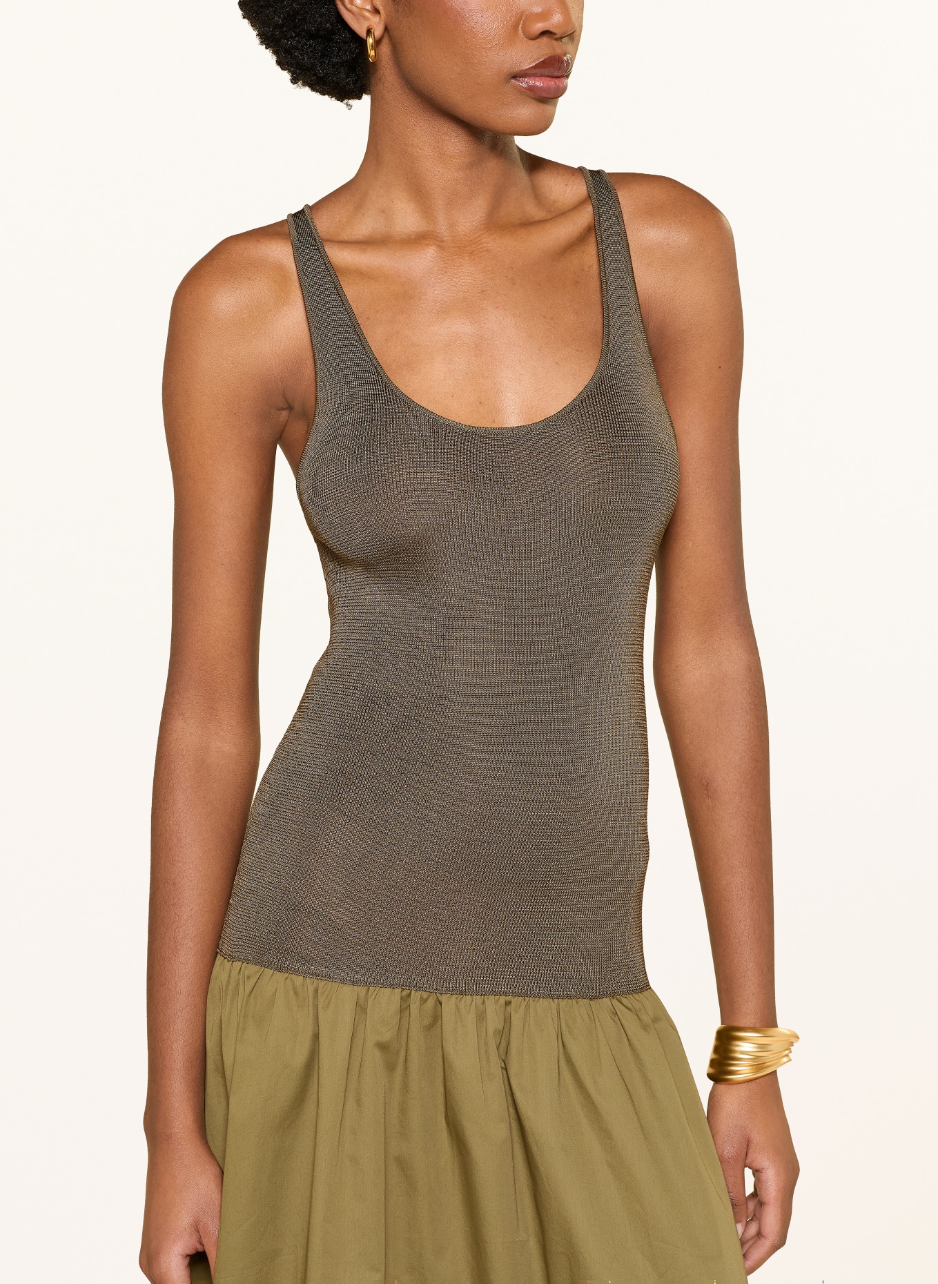 The Frankie Shop Kleid ILIYA im Materialmix: OLIV