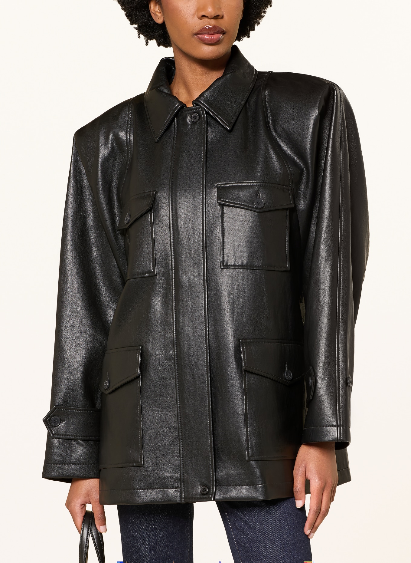 The Frankie Shop Fieldjacke KELIA in Lederoptik: SCHWARZ