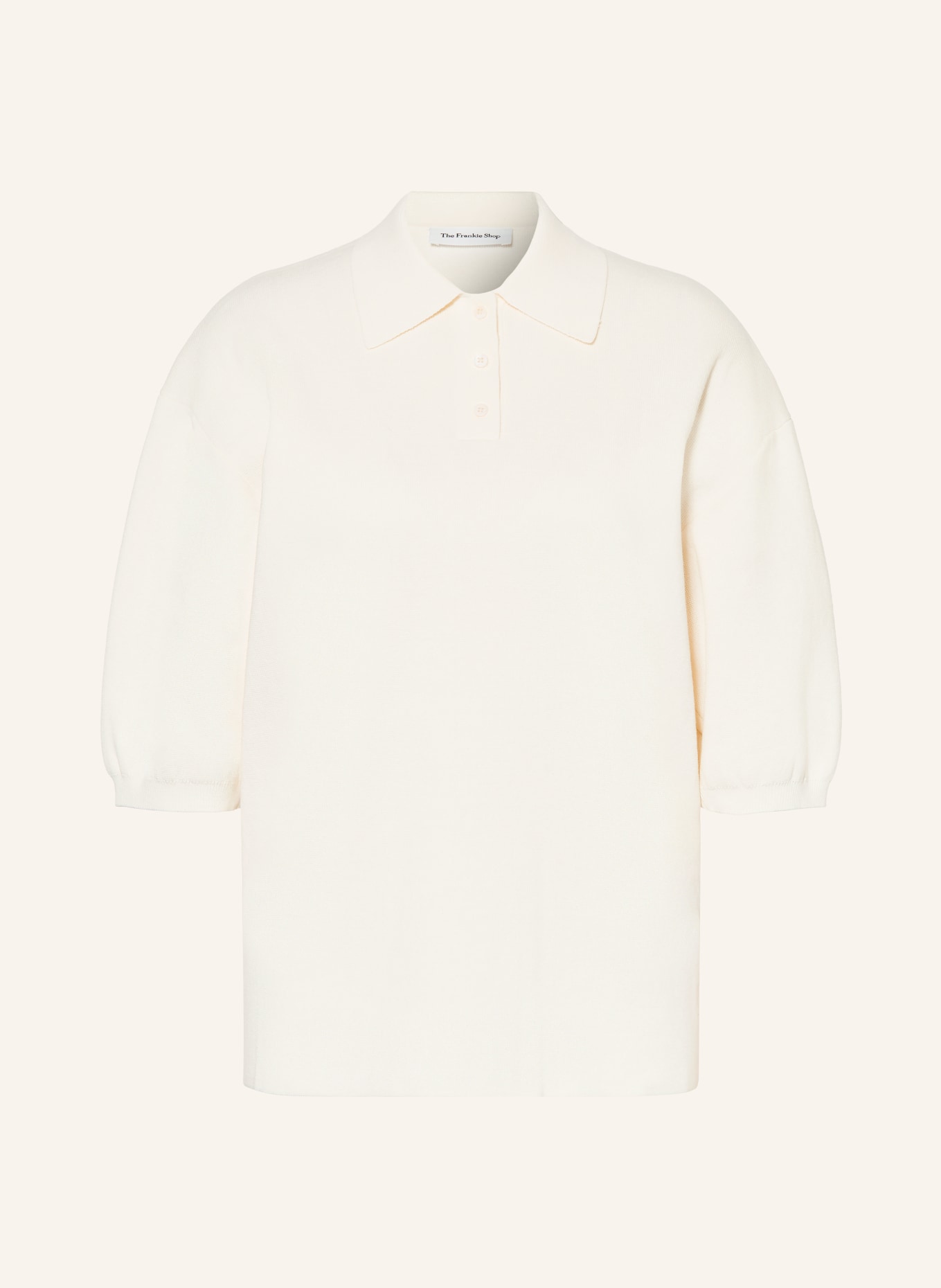 The Frankie Shop Gebreid poloshirt NOLA: WIT