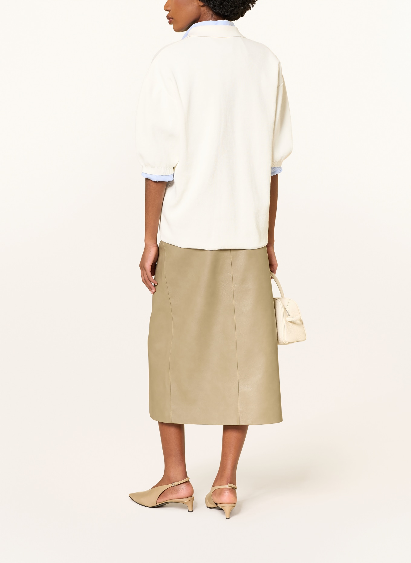 The Frankie Shop Gebreid poloshirt NOLA: WIT